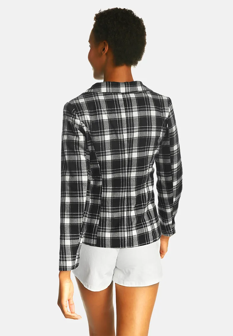 checks single breasted button blazer