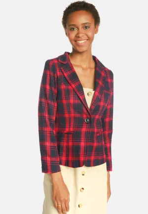 checks single breasted button blazer
