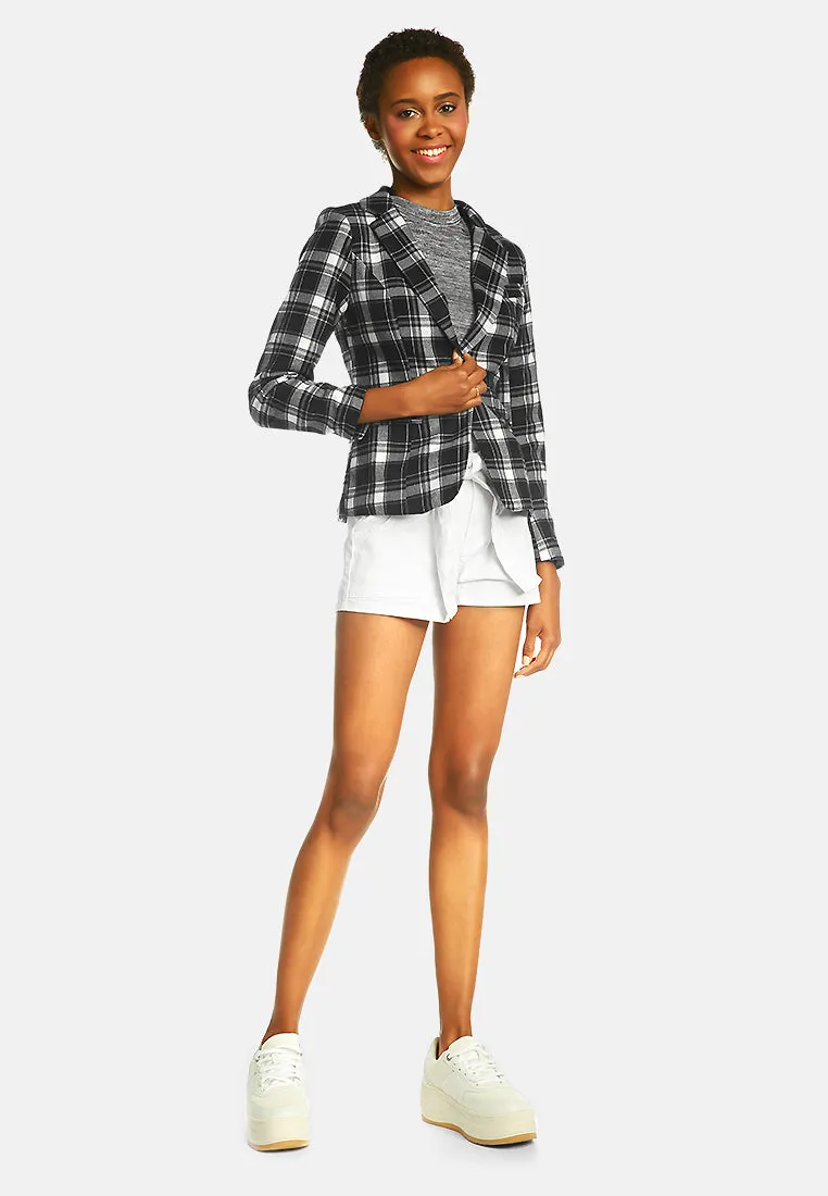 checks single breasted button blazer