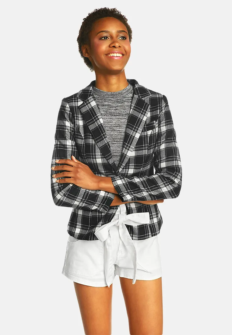 checks single breasted button blazer