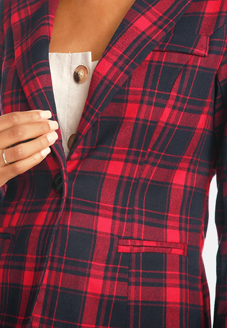 checks single breasted button blazer
