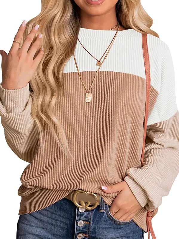 Color Block Oversized Long Sleeve Sweatshirts