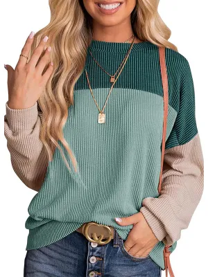 Color Block Oversized Long Sleeve Sweatshirts
