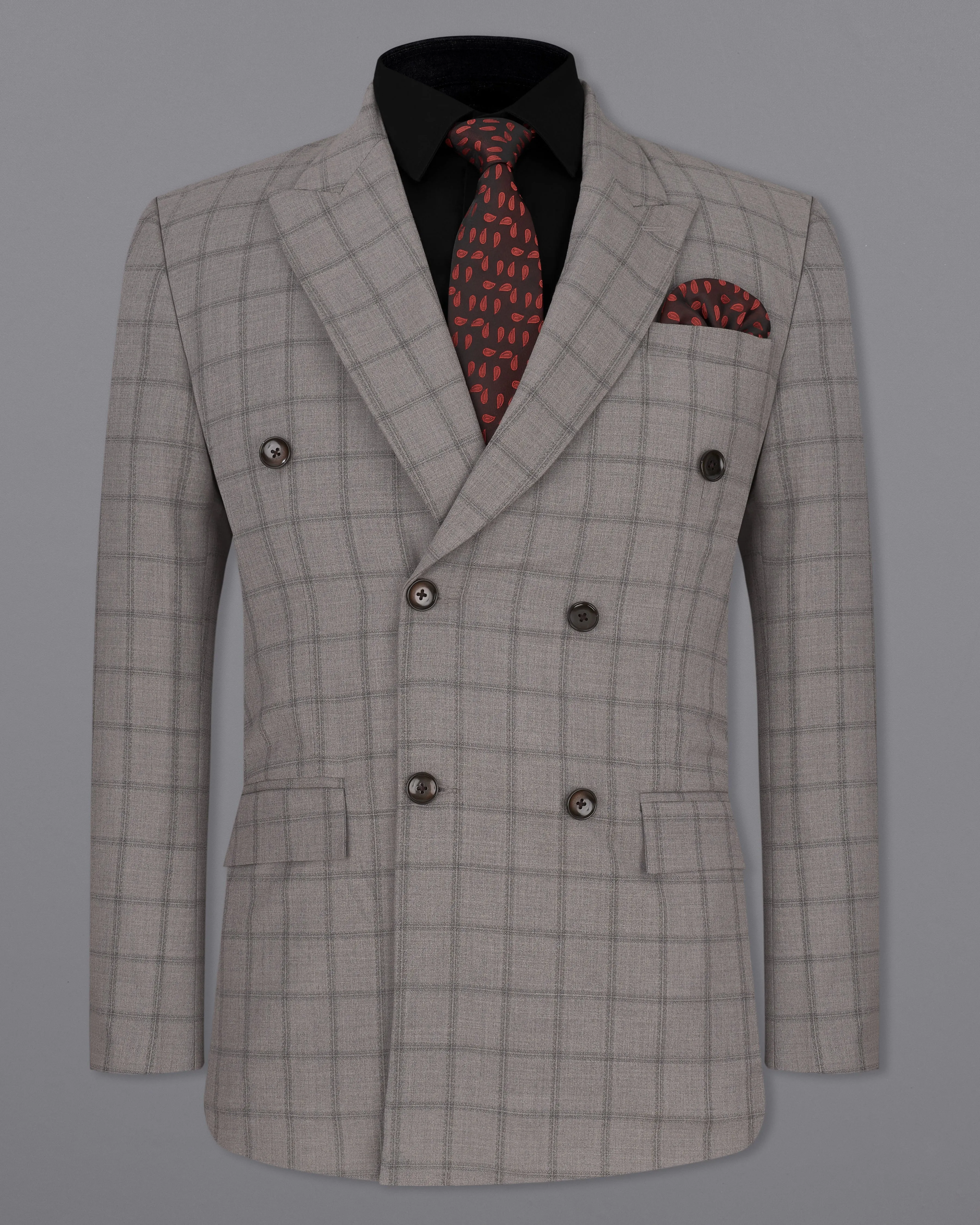 Concord Gray Plaid Double Breasted Blazer
