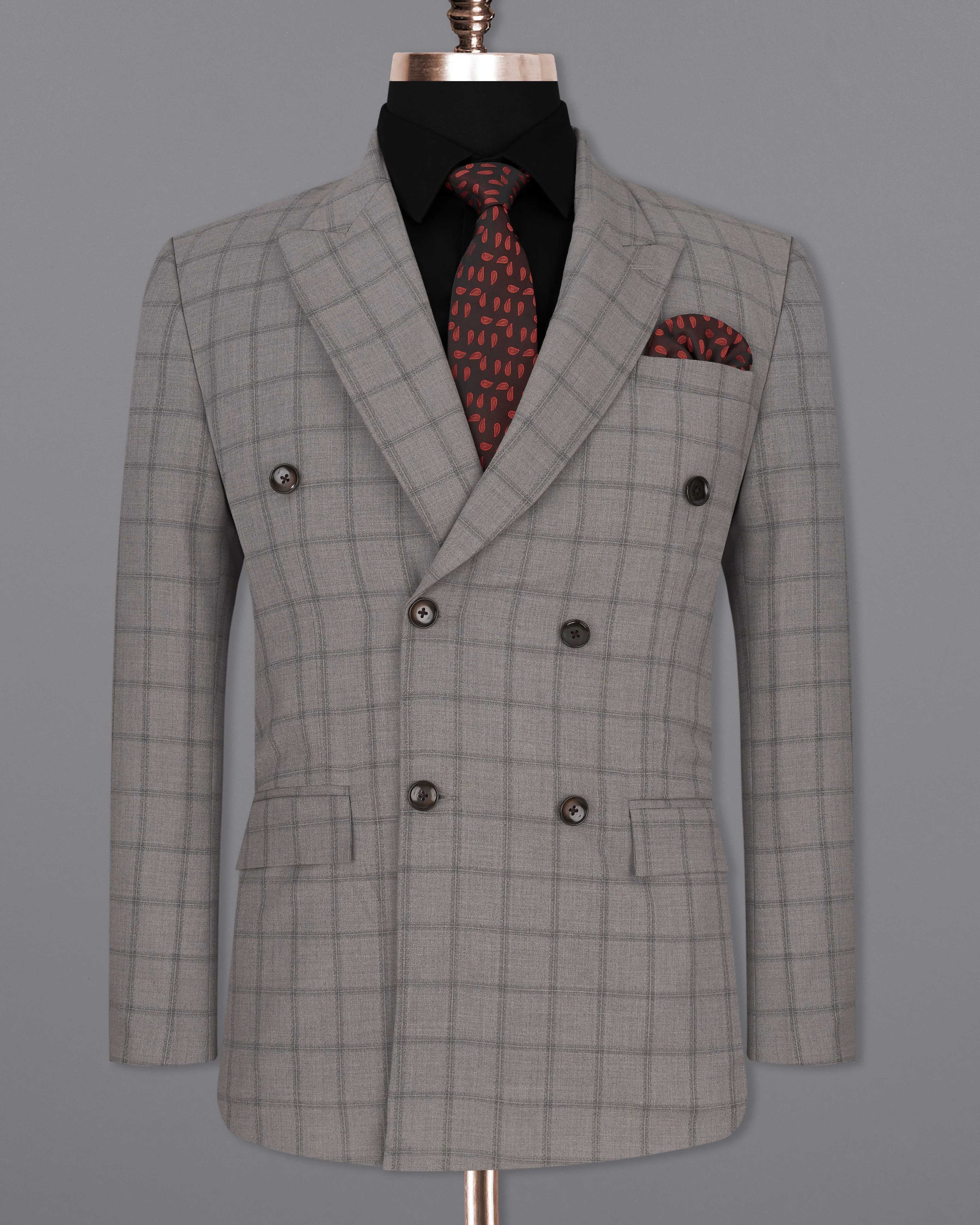 Concord Gray Plaid Double Breasted Blazer