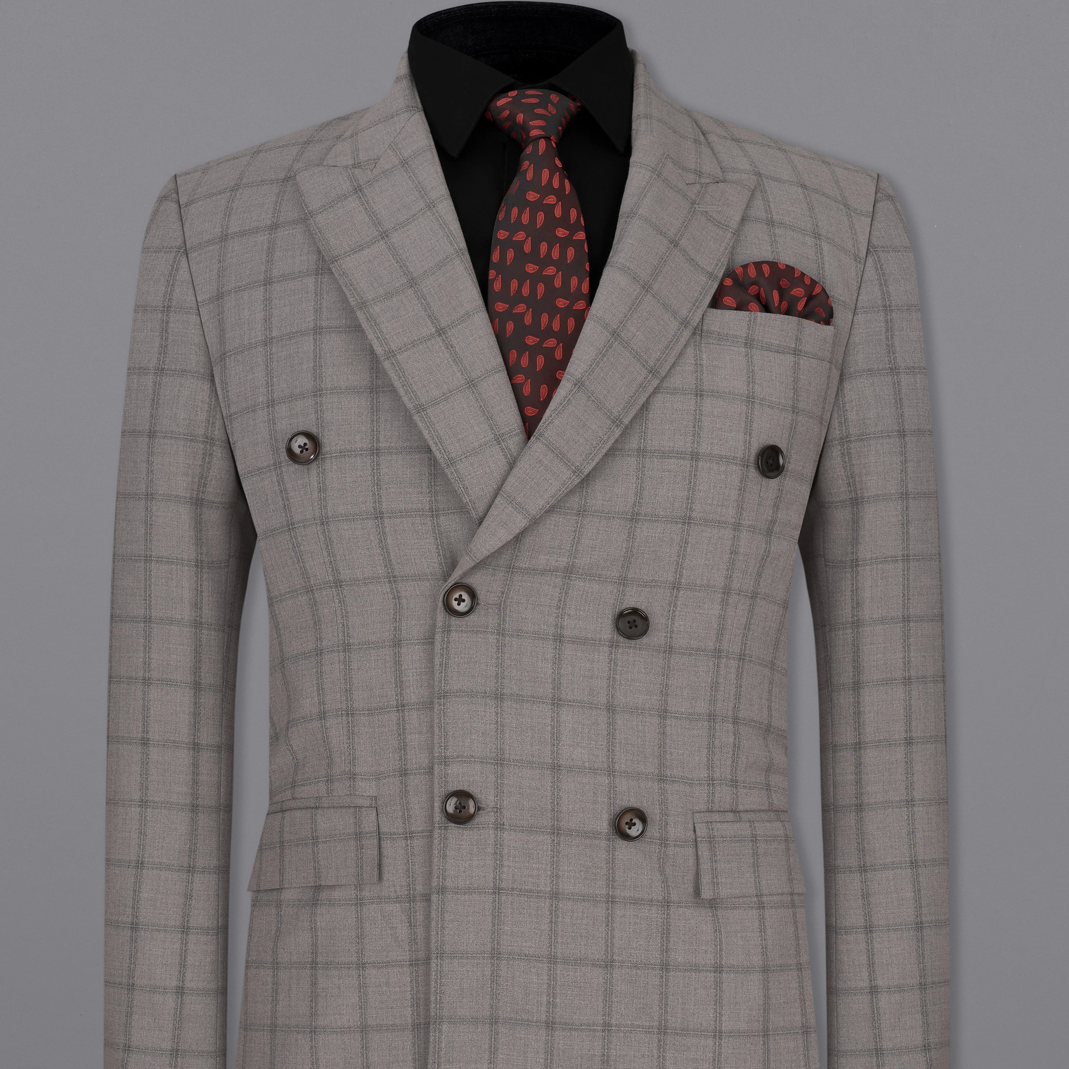 Concord Gray Plaid Double Breasted Blazer