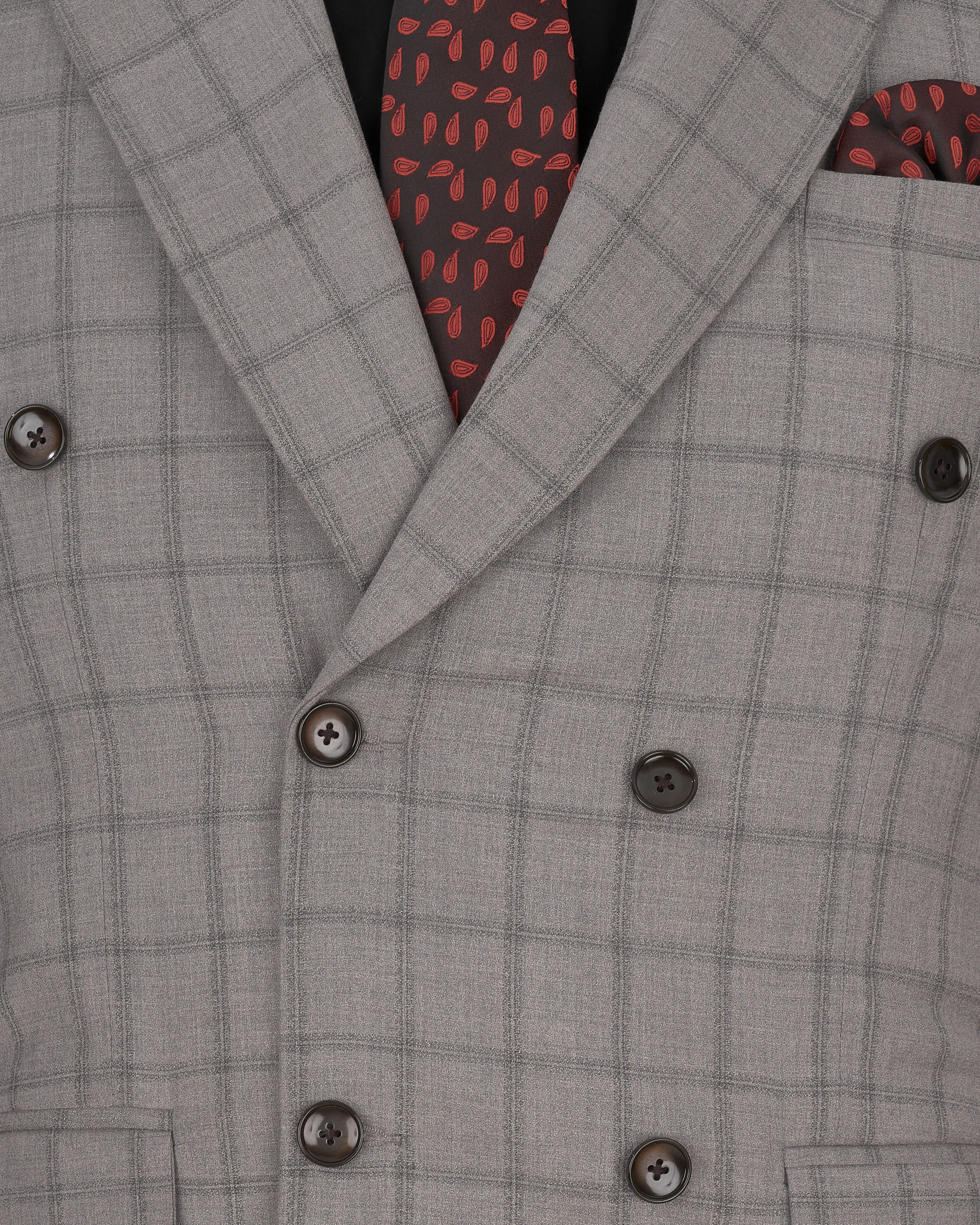 Concord Gray Plaid Double Breasted Blazer