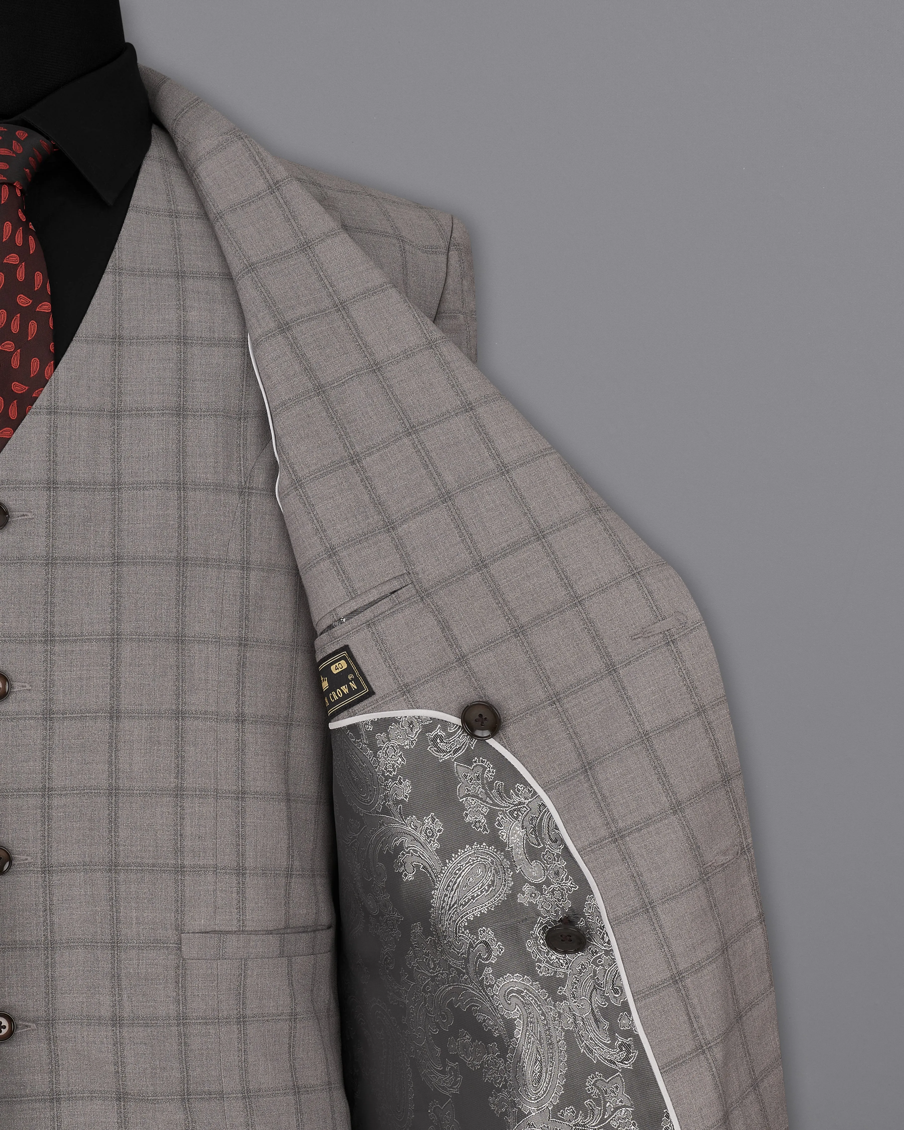Concord Gray Plaid Double Breasted Blazer
