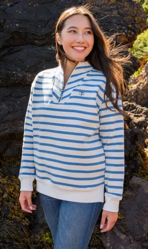 Coral Jersey - Marine Blue Stripe