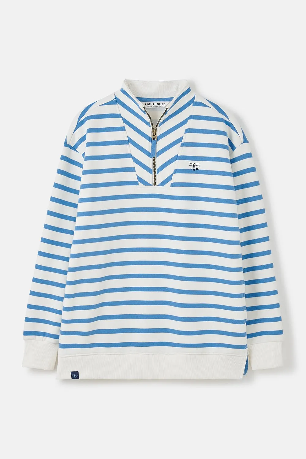 Coral Jersey - Marine Blue Stripe