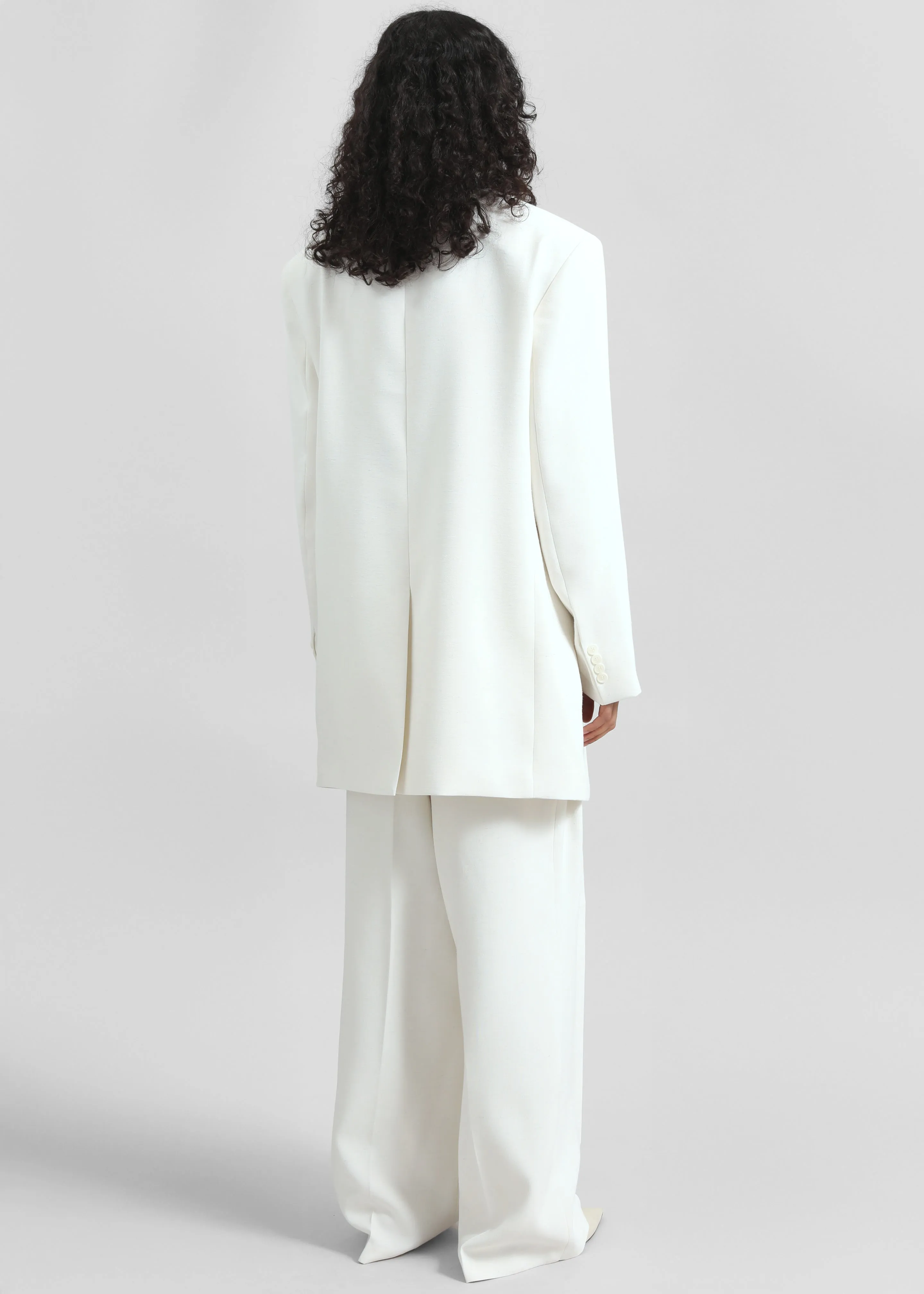 Corsham Collarless Oversized Blazer - White