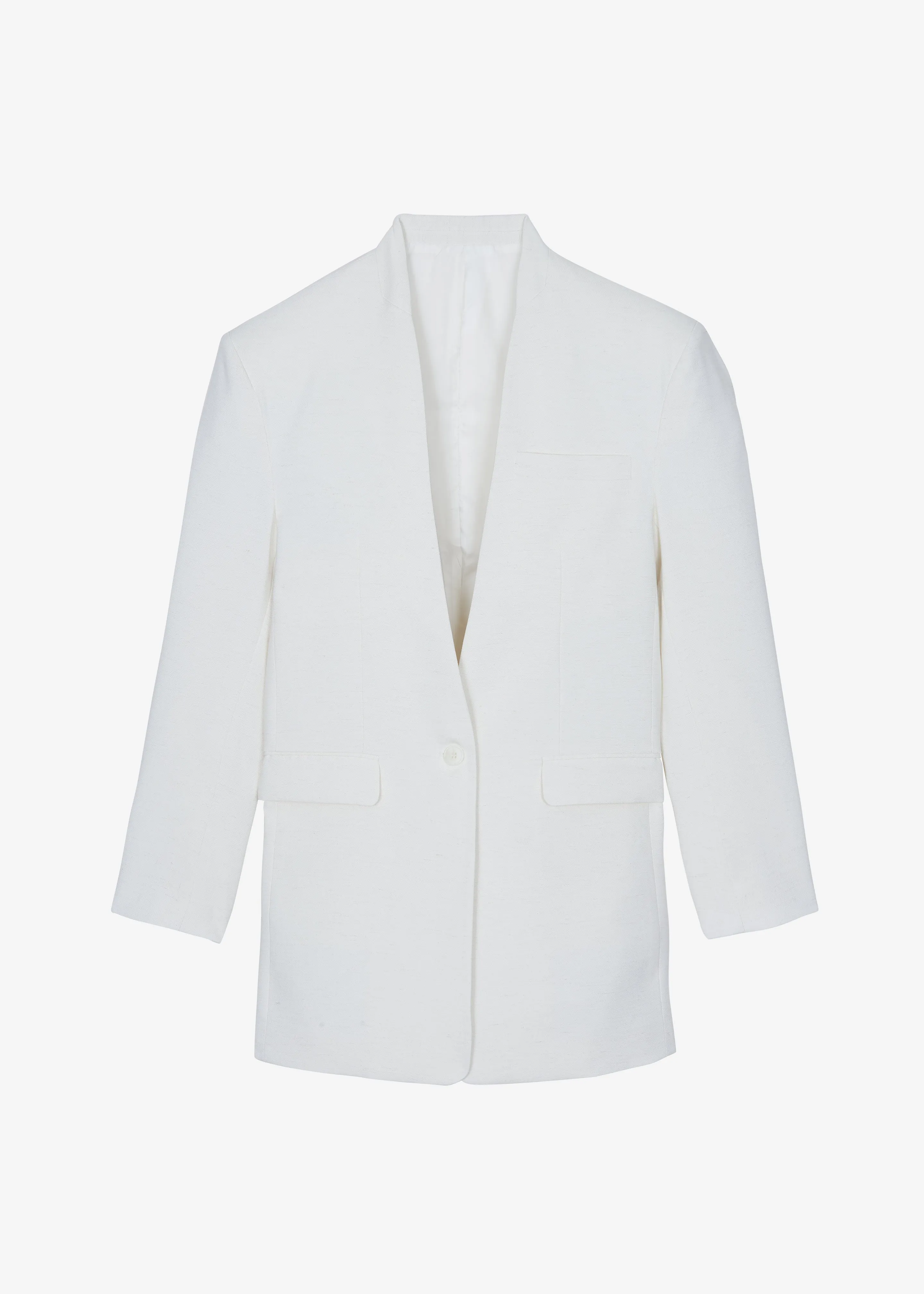 Corsham Collarless Oversized Blazer - White