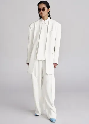 Corsham Collarless Oversized Blazer - White