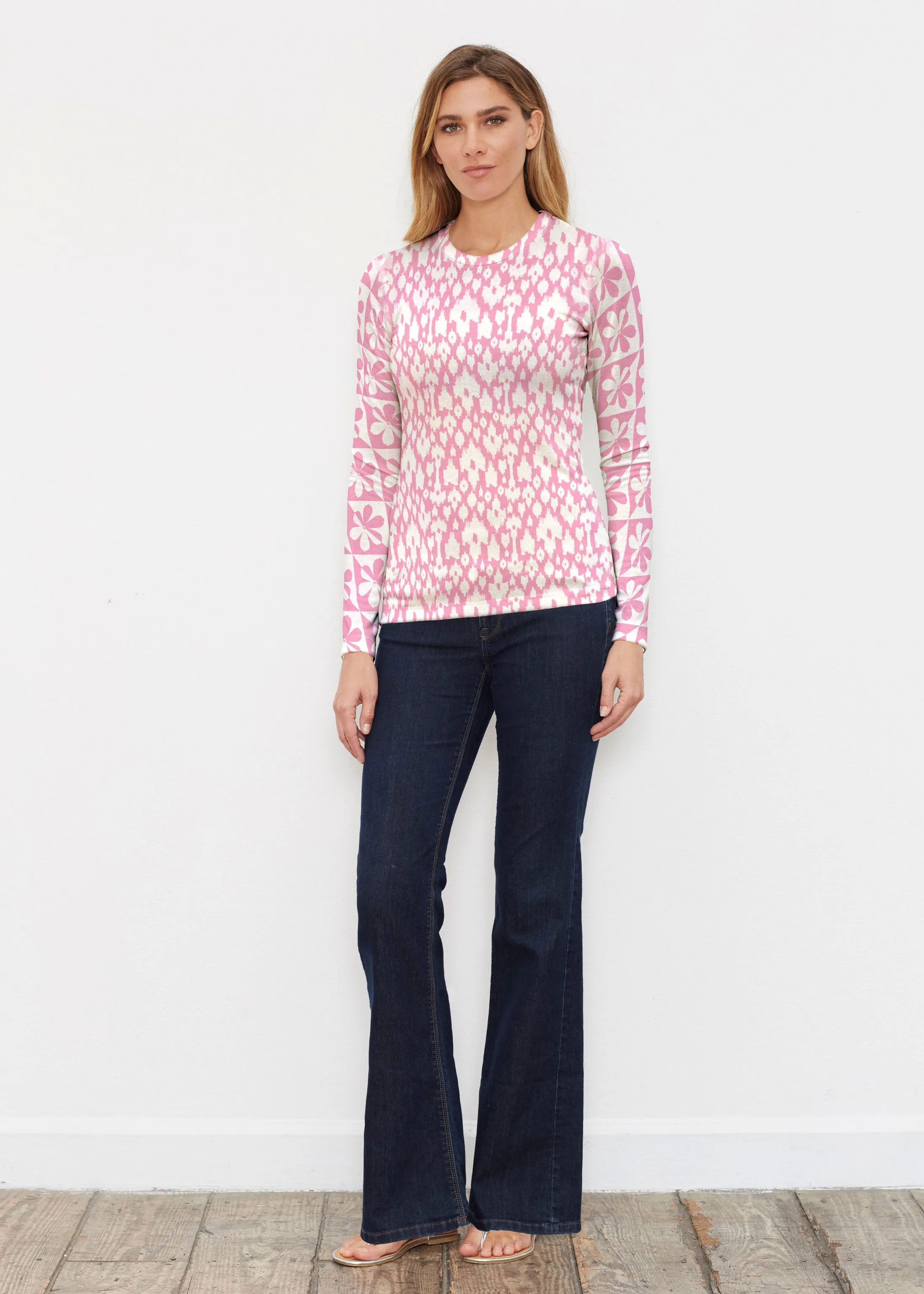 Cosmo Ikat (7933) ~ Butterknit Long Sleeve Crew Top