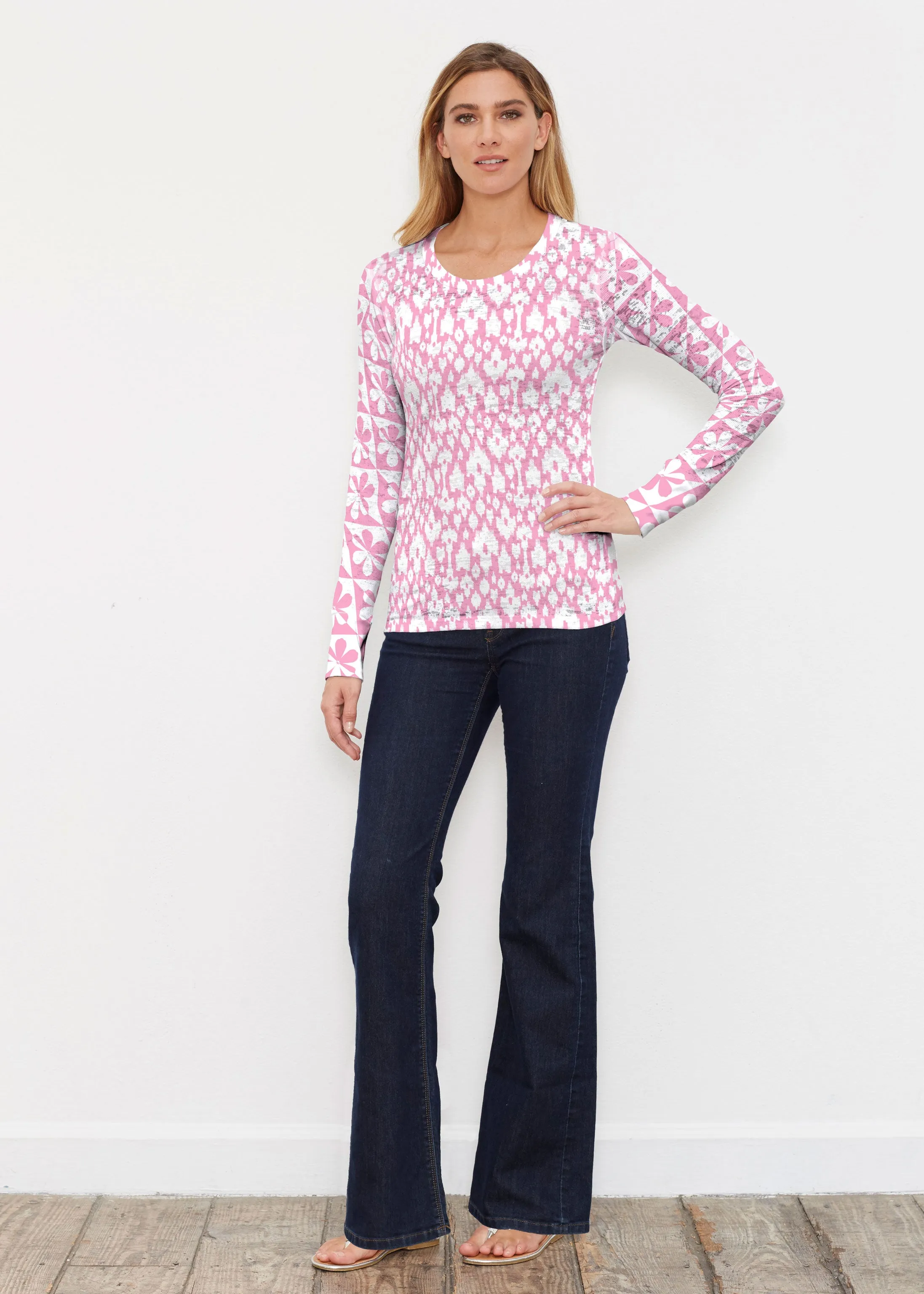 Cosmo Ikat (7933) ~ Thermal Long Sleeve Crew Shirt
