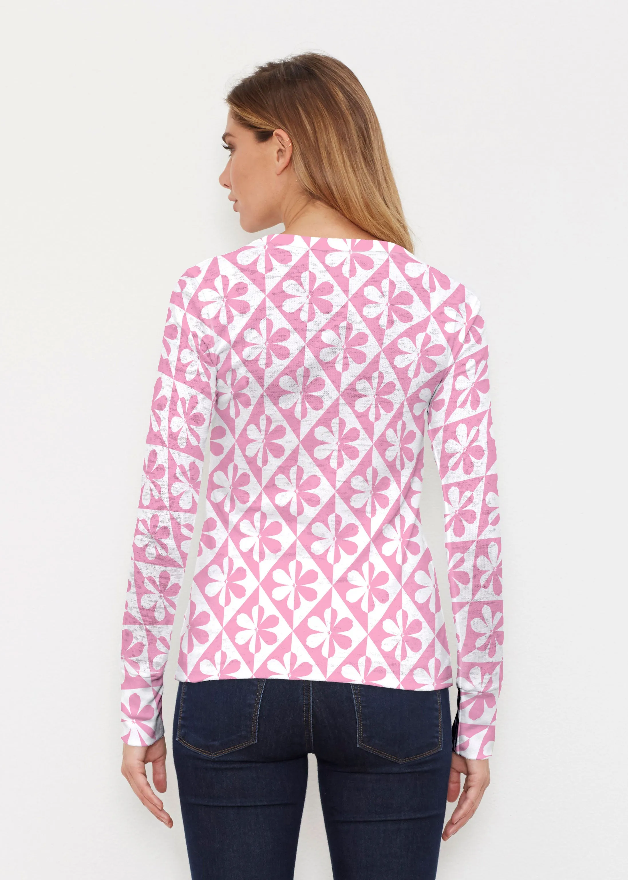 Cosmo Ikat (7933) ~ Thermal Long Sleeve Crew Shirt