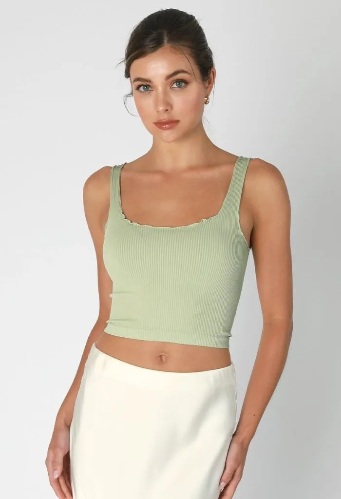 Courtney Crop Top-Sage