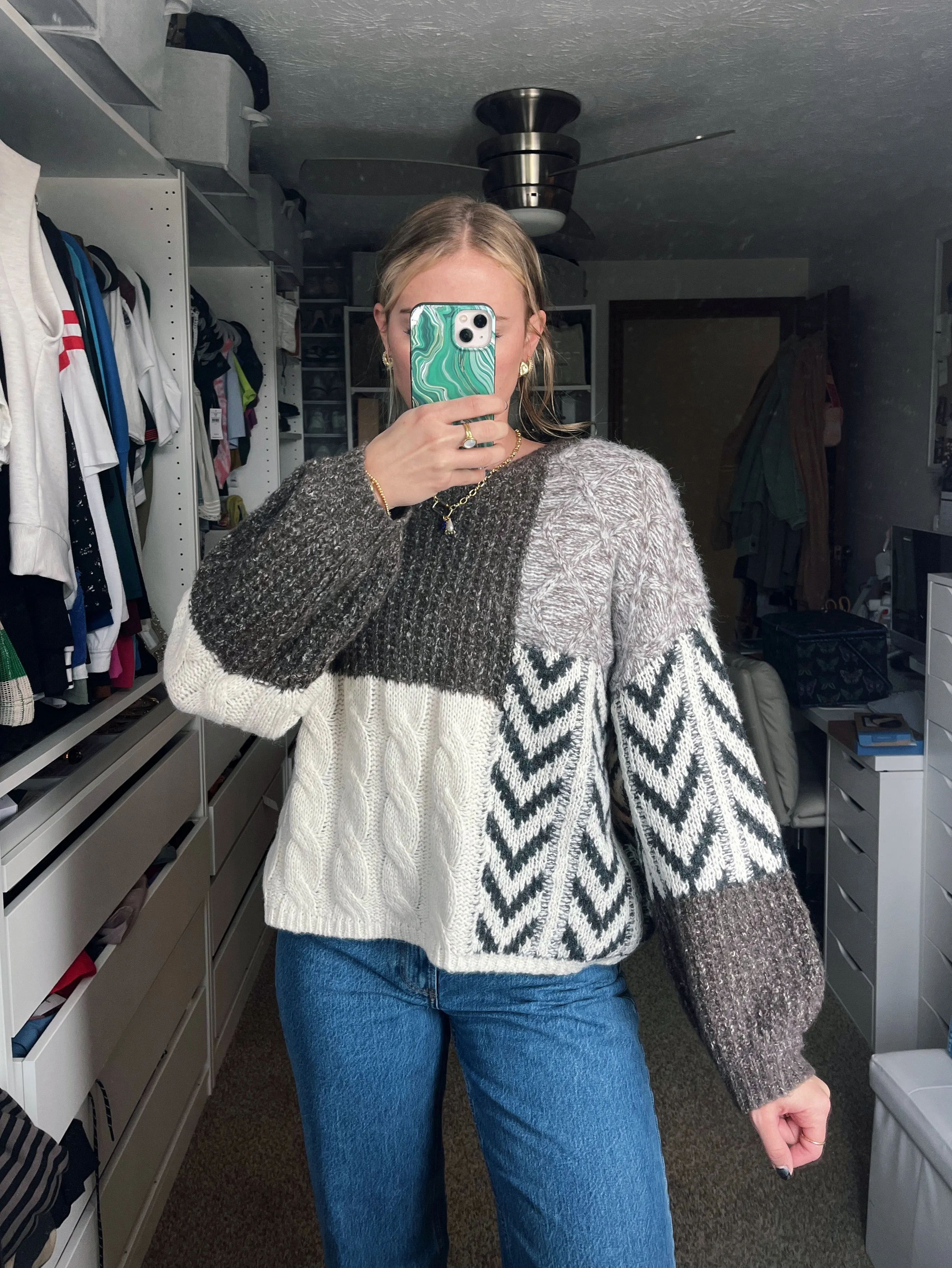 Cozy Cabin Patchwork Sweater