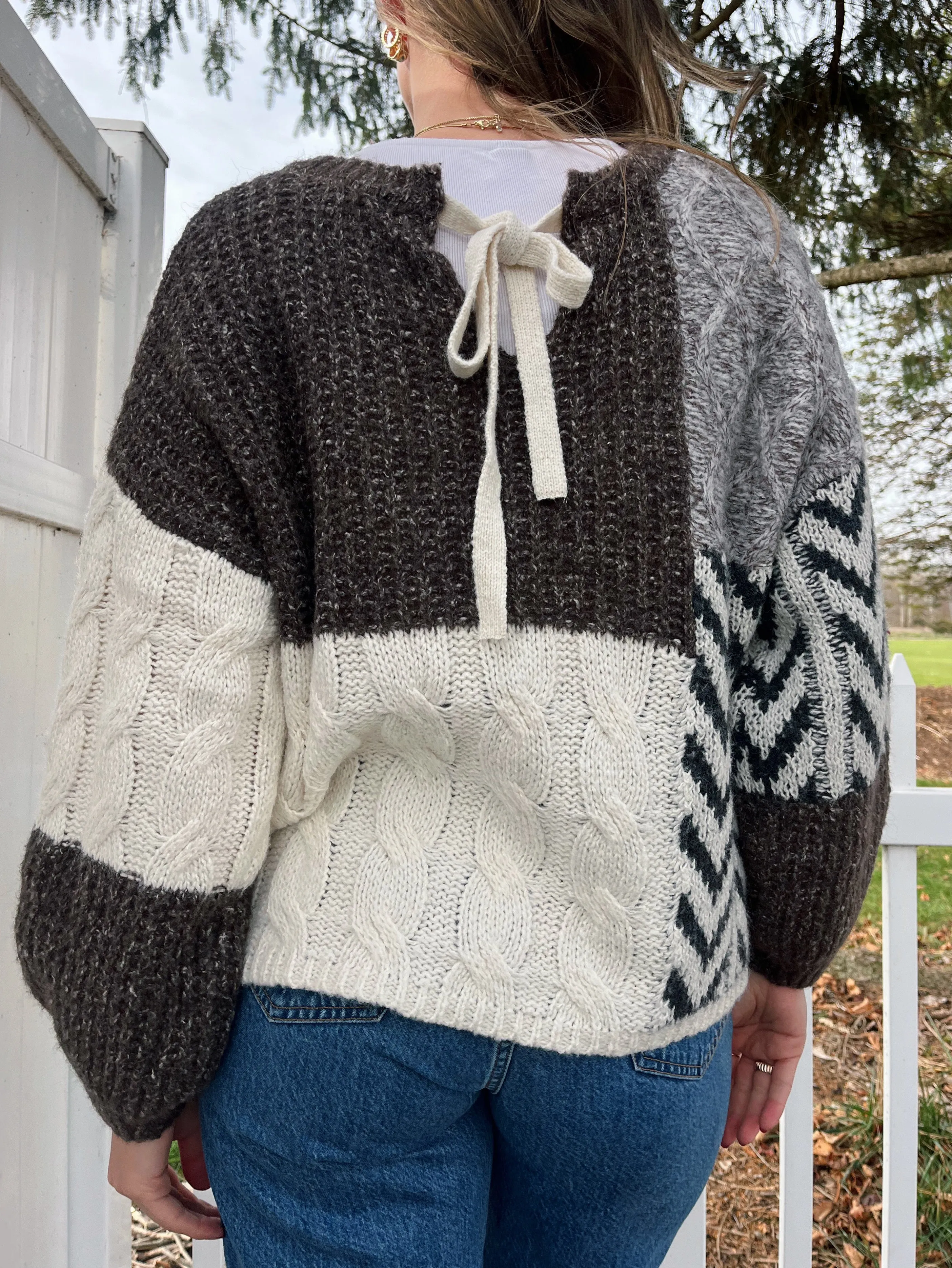 Cozy Cabin Patchwork Sweater