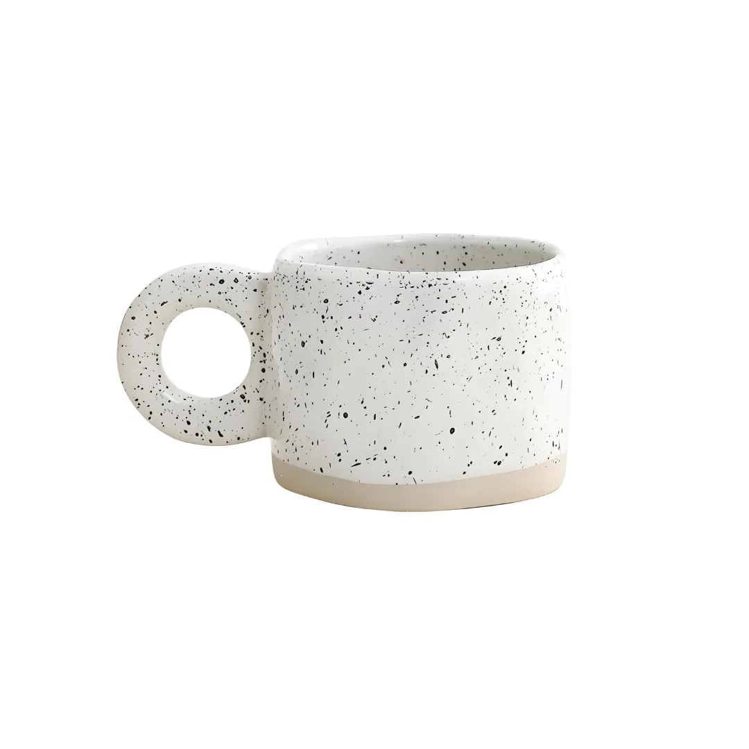 Creative Dotted Retro Coffee Mug 300ML (Purple Blue) (White)