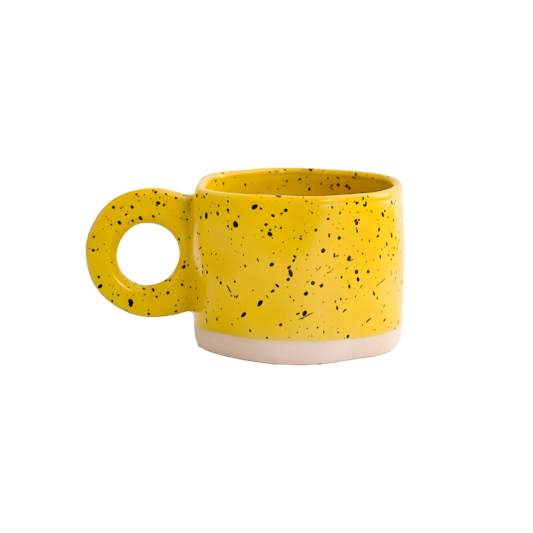 Creative Dotted Retro Coffee Mug 300ML (Yellow)