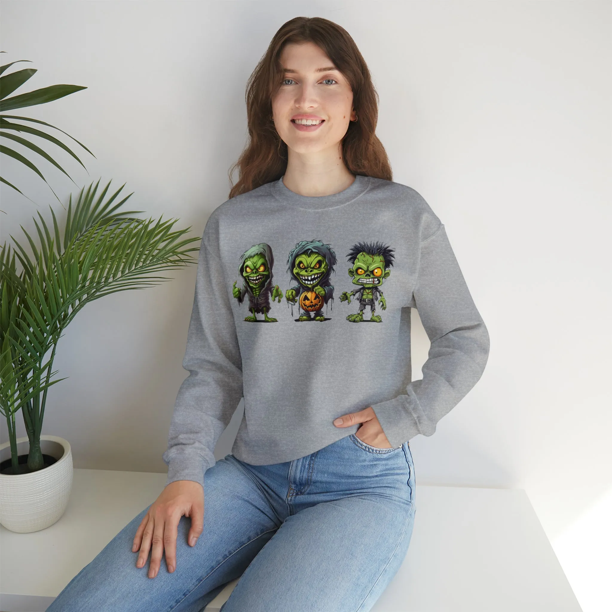 Creepy Green Ghouls Sweatshirt, Scary Halloween Sweatshirt, Funny Creepy Sweatshirt, Fall Season Shirt, Unisex Heavy Blend Shirt