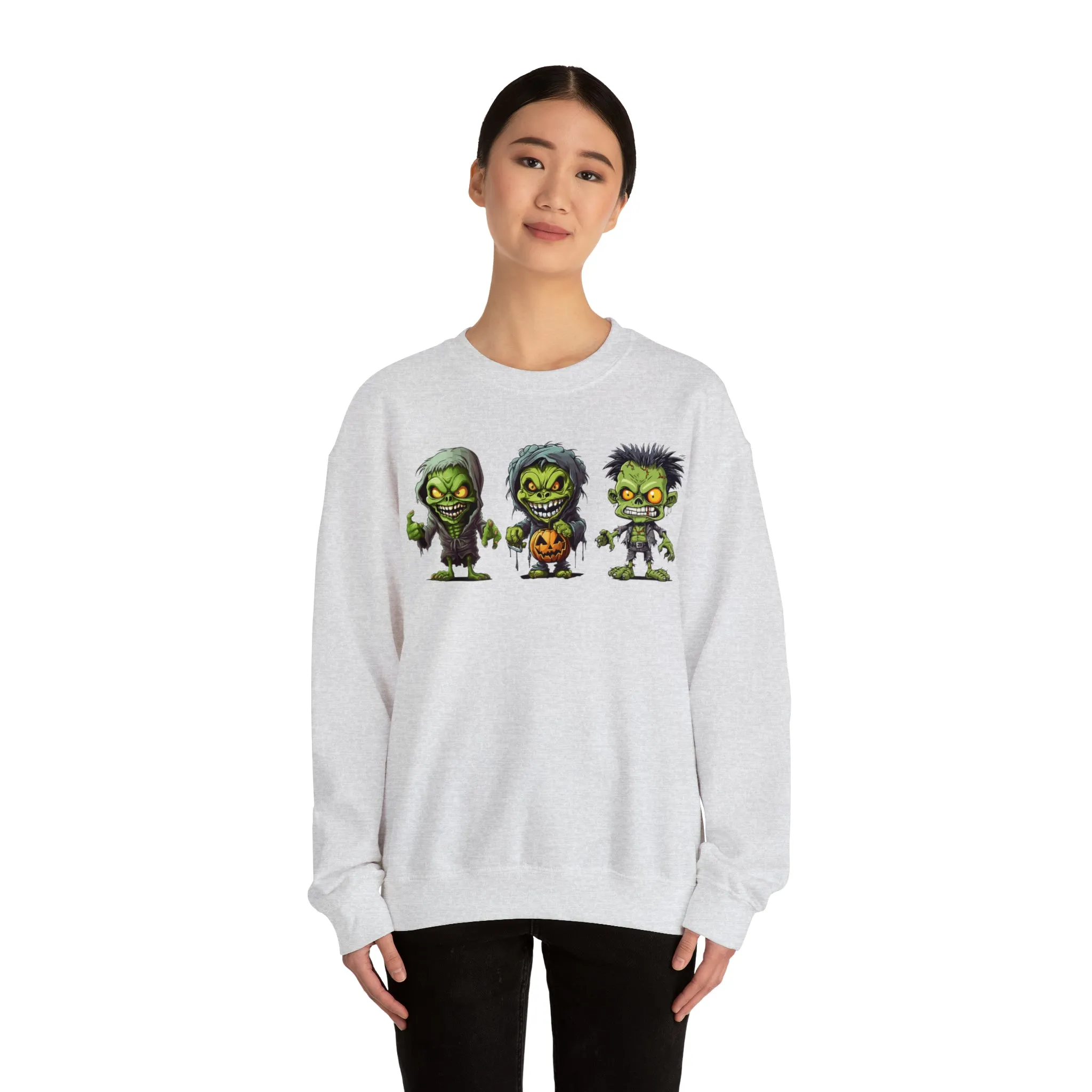 Creepy Green Ghouls Sweatshirt, Scary Halloween Sweatshirt, Funny Creepy Sweatshirt, Fall Season Shirt, Unisex Heavy Blend Shirt