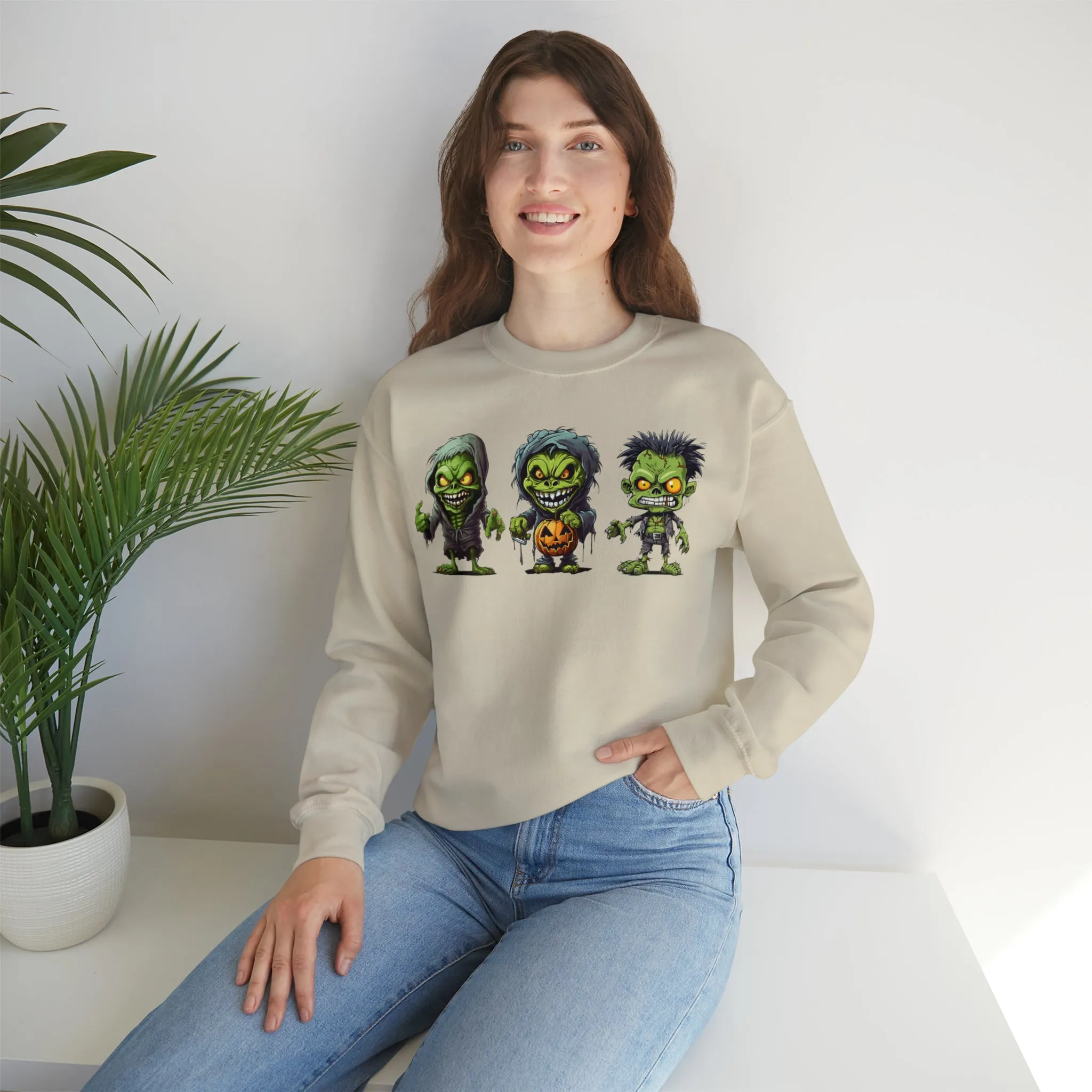 Creepy Green Ghouls Sweatshirt, Scary Halloween Sweatshirt, Funny Creepy Sweatshirt, Fall Season Shirt, Unisex Heavy Blend Shirt