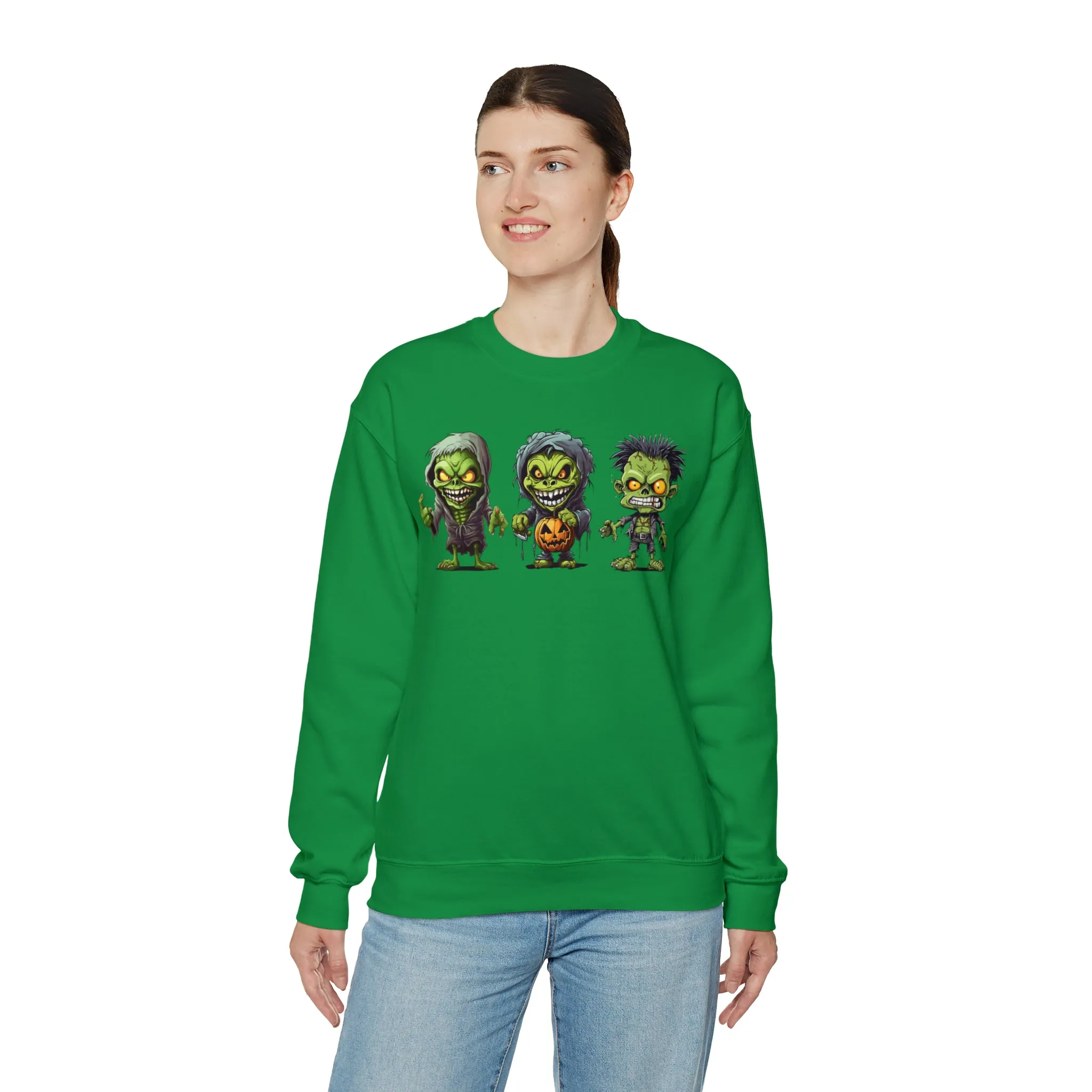 Creepy Green Ghouls Sweatshirt, Scary Halloween Sweatshirt, Funny Creepy Sweatshirt, Fall Season Shirt, Unisex Heavy Blend Shirt