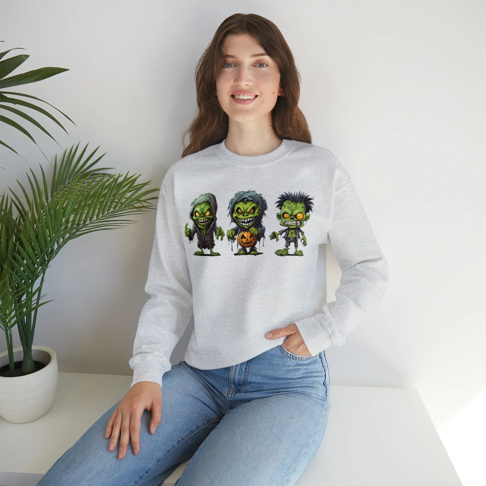 Creepy Green Ghouls Sweatshirt, Scary Halloween Sweatshirt, Funny Creepy Sweatshirt, Fall Season Shirt, Unisex Heavy Blend Shirt