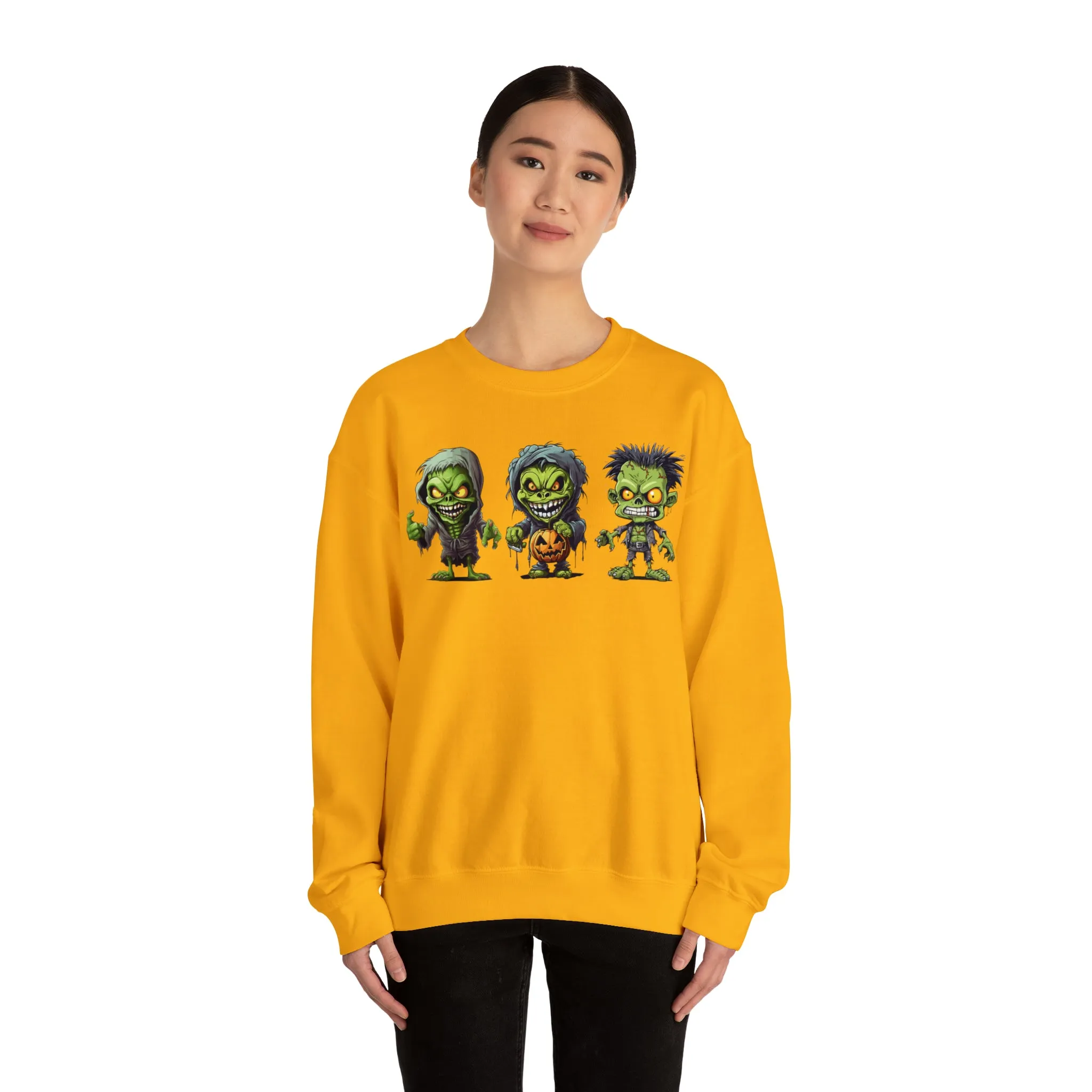 Creepy Green Ghouls Sweatshirt, Scary Halloween Sweatshirt, Funny Creepy Sweatshirt, Fall Season Shirt, Unisex Heavy Blend Shirt