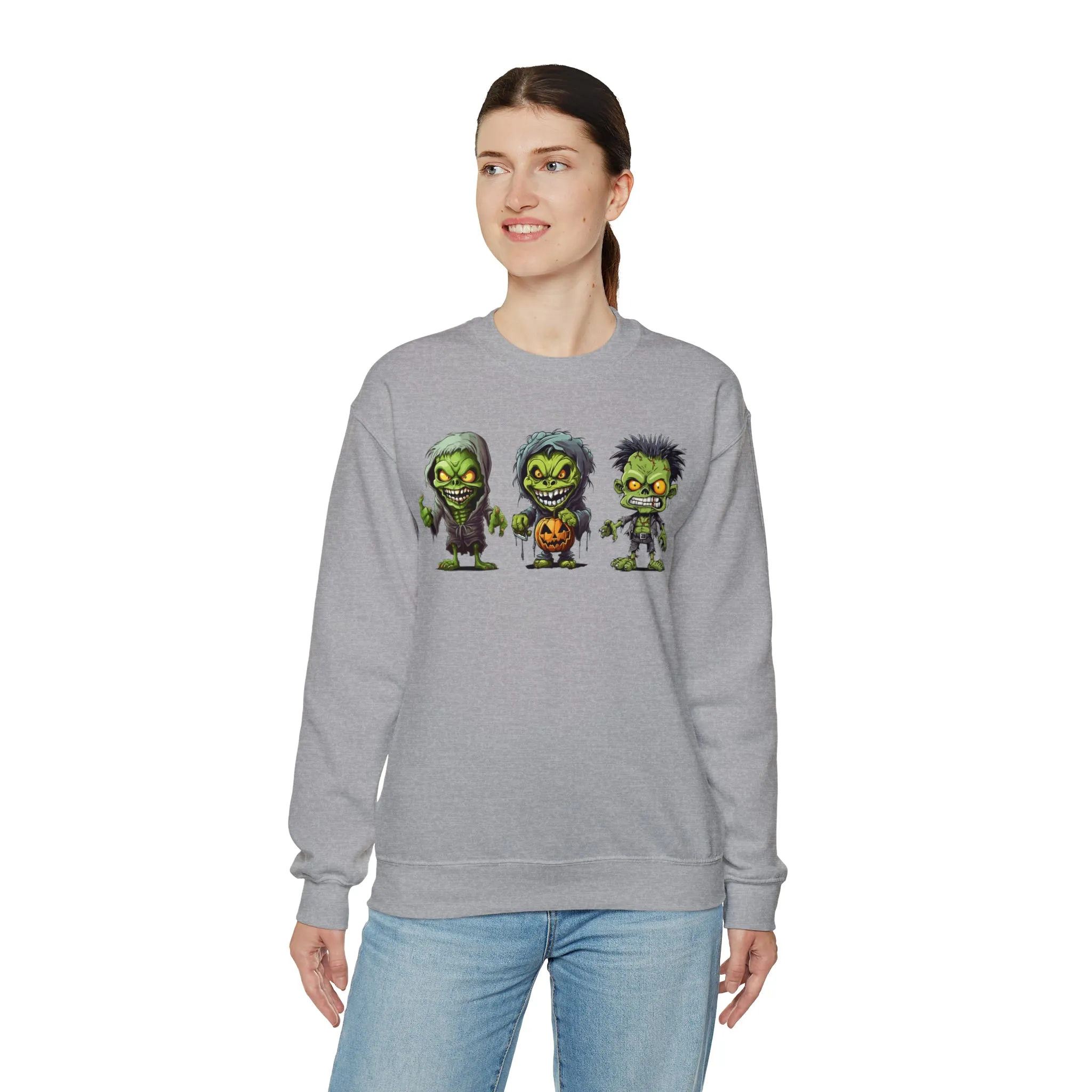 Creepy Green Ghouls Sweatshirt, Scary Halloween Sweatshirt, Funny Creepy Sweatshirt, Fall Season Shirt, Unisex Heavy Blend Shirt