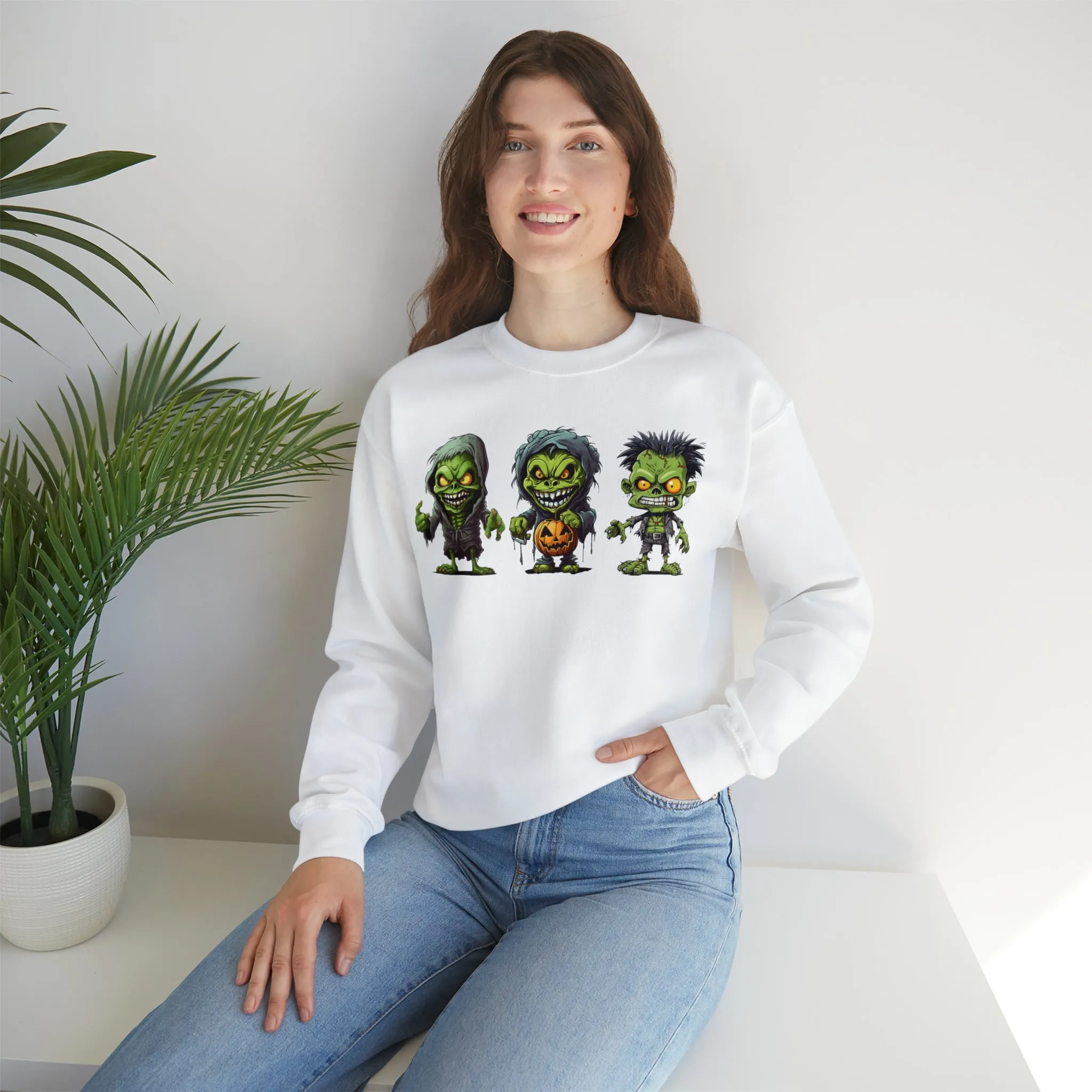 Creepy Green Ghouls Sweatshirt, Scary Halloween Sweatshirt, Funny Creepy Sweatshirt, Fall Season Shirt, Unisex Heavy Blend Shirt