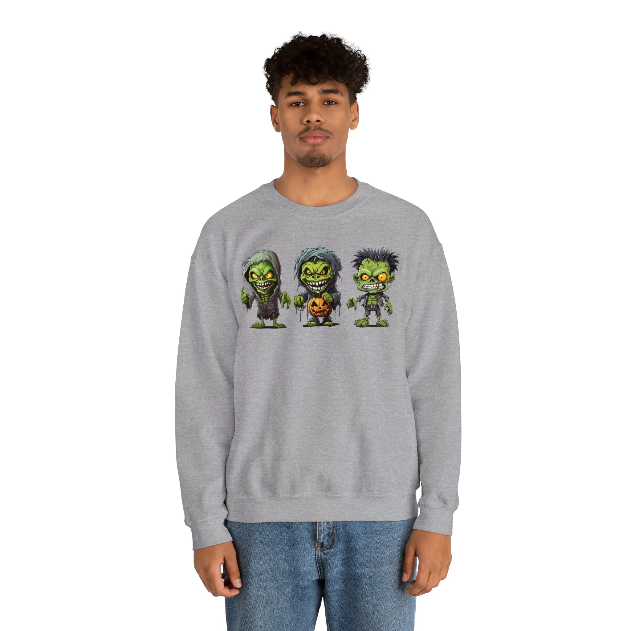Creepy Green Ghouls Sweatshirt, Scary Halloween Sweatshirt, Funny Creepy Sweatshirt, Fall Season Shirt, Unisex Heavy Blend Shirt
