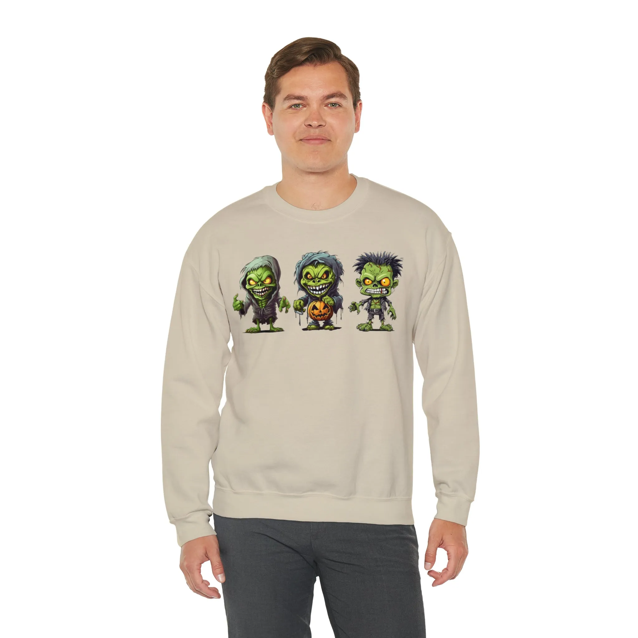 Creepy Green Ghouls Sweatshirt, Scary Halloween Sweatshirt, Funny Creepy Sweatshirt, Fall Season Shirt, Unisex Heavy Blend Shirt