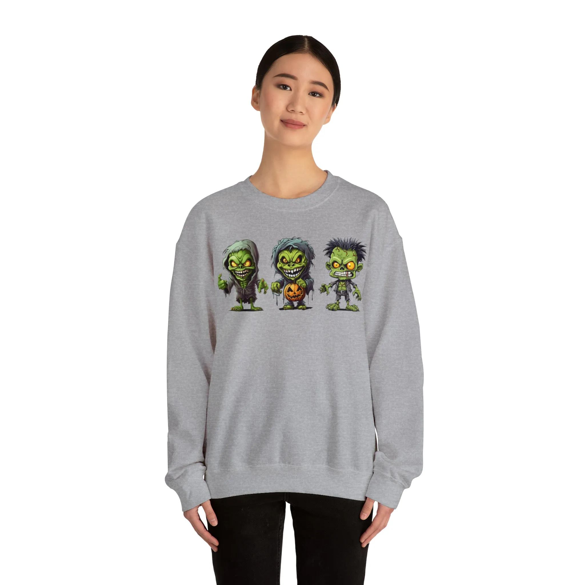 Creepy Green Ghouls Sweatshirt, Scary Halloween Sweatshirt, Funny Creepy Sweatshirt, Fall Season Shirt, Unisex Heavy Blend Shirt