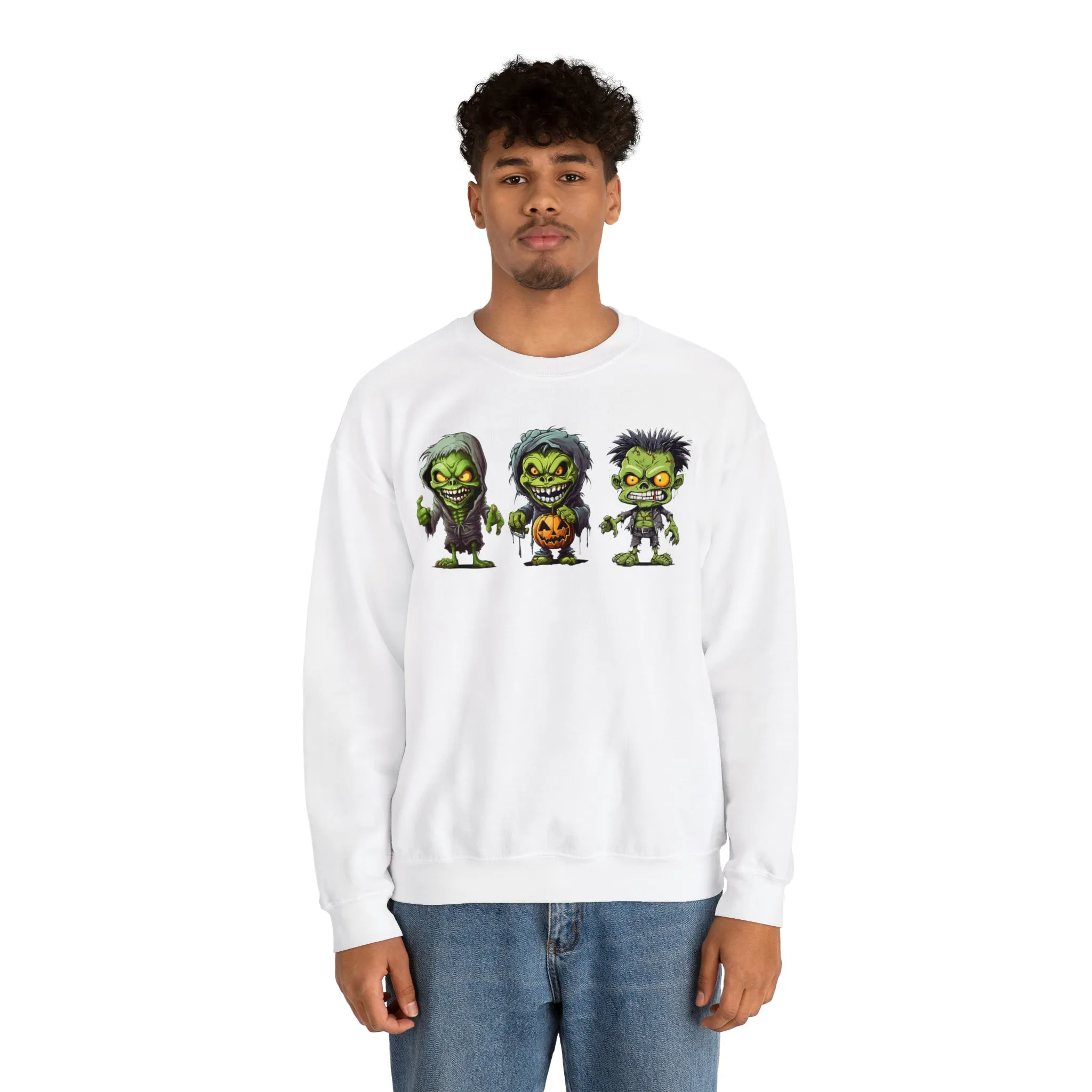 Creepy Green Ghouls Sweatshirt, Scary Halloween Sweatshirt, Funny Creepy Sweatshirt, Fall Season Shirt, Unisex Heavy Blend Shirt