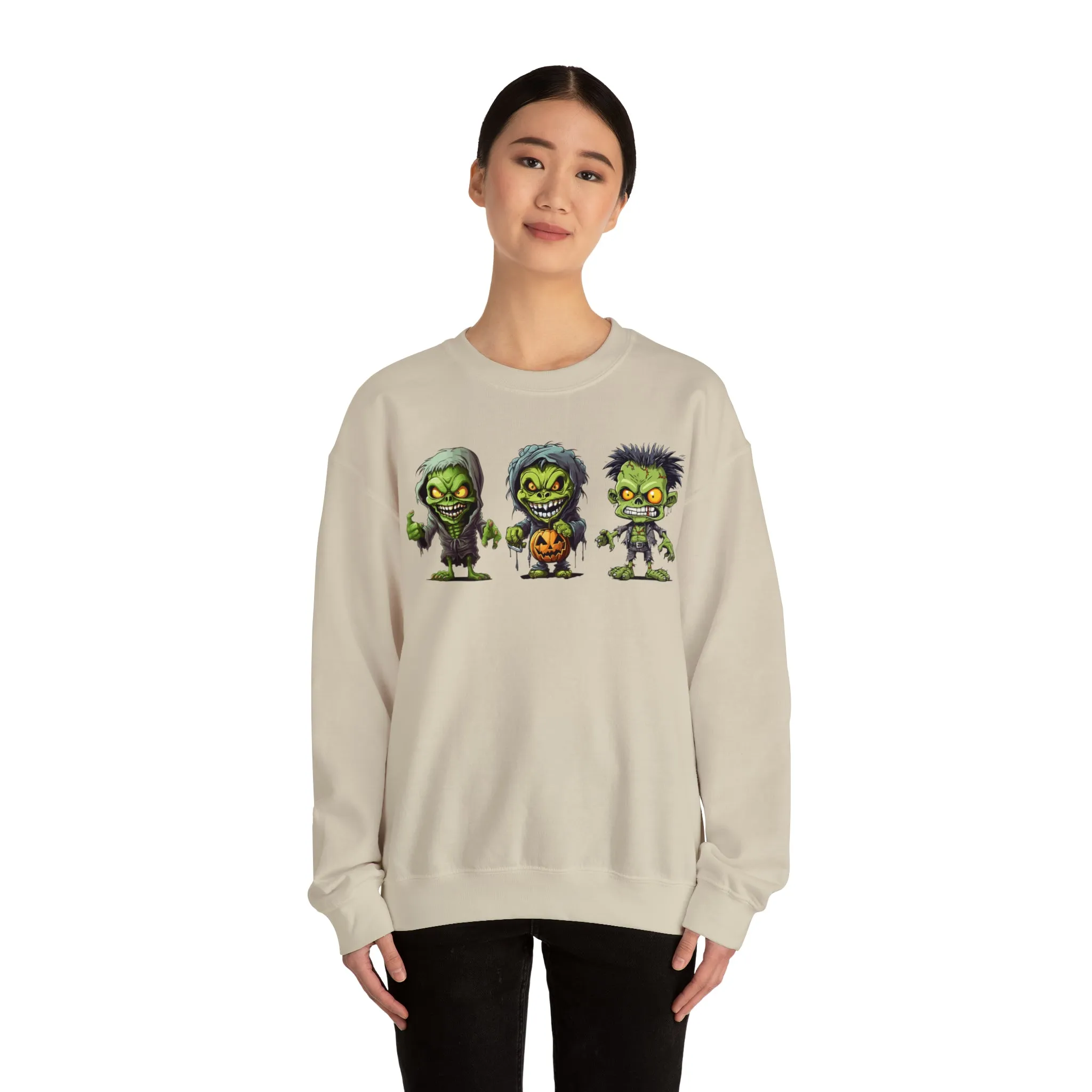 Creepy Green Ghouls Sweatshirt, Scary Halloween Sweatshirt, Funny Creepy Sweatshirt, Fall Season Shirt, Unisex Heavy Blend Shirt