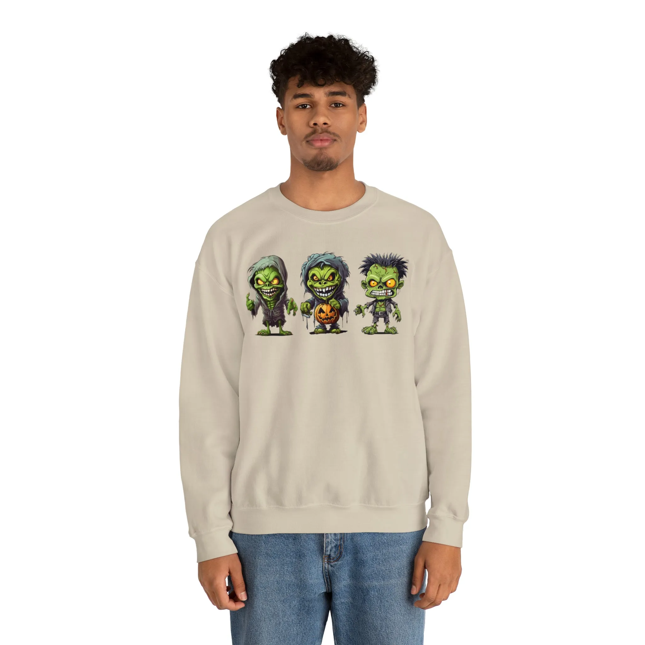 Creepy Green Ghouls Sweatshirt, Scary Halloween Sweatshirt, Funny Creepy Sweatshirt, Fall Season Shirt, Unisex Heavy Blend Shirt
