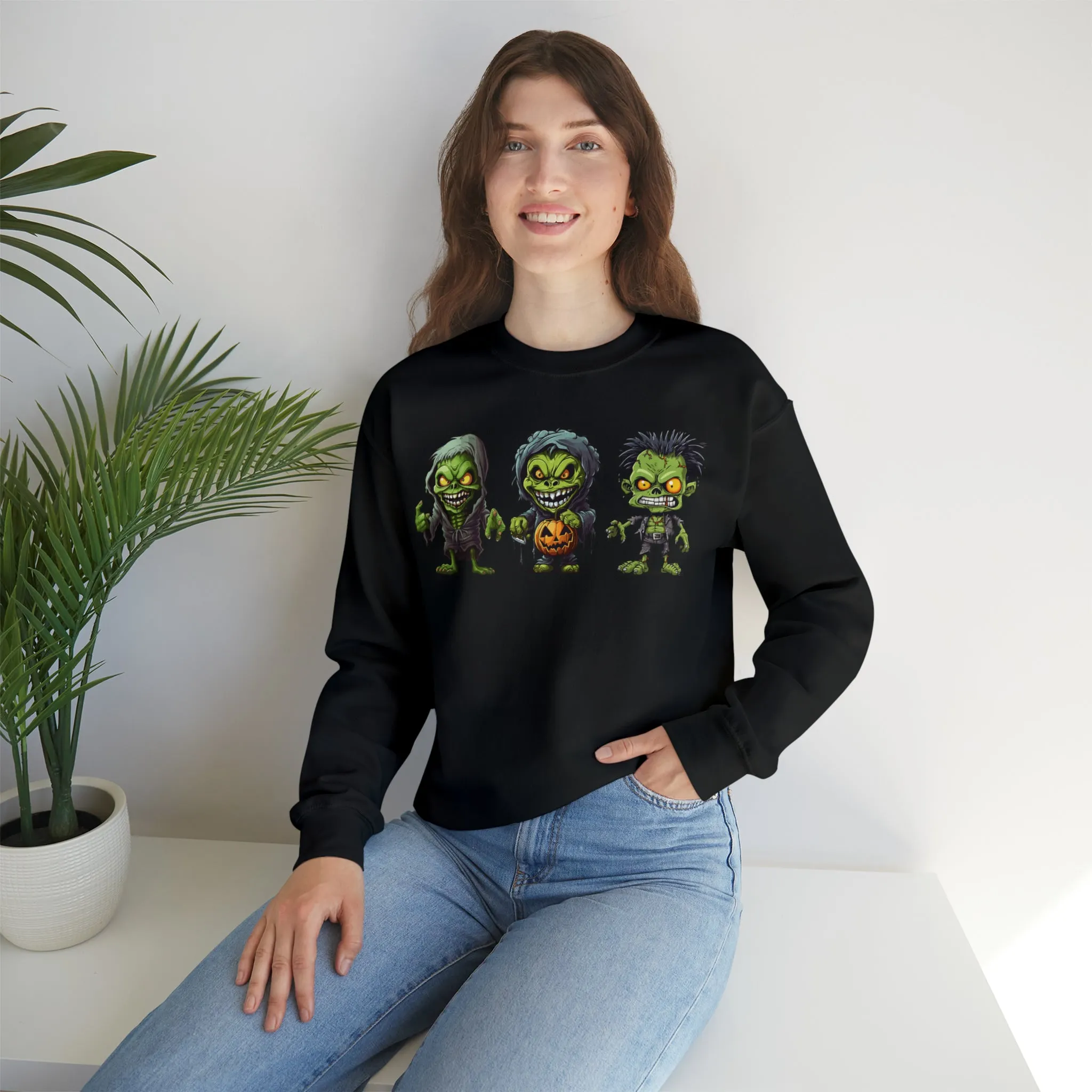 Creepy Green Ghouls Sweatshirt, Scary Halloween Sweatshirt, Funny Creepy Sweatshirt, Fall Season Shirt, Unisex Heavy Blend Shirt