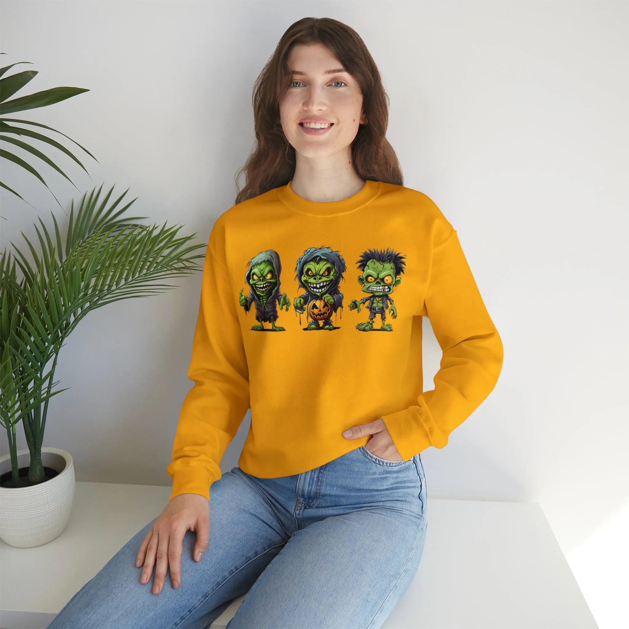 Creepy Green Ghouls Sweatshirt, Scary Halloween Sweatshirt, Funny Creepy Sweatshirt, Fall Season Shirt, Unisex Heavy Blend Shirt