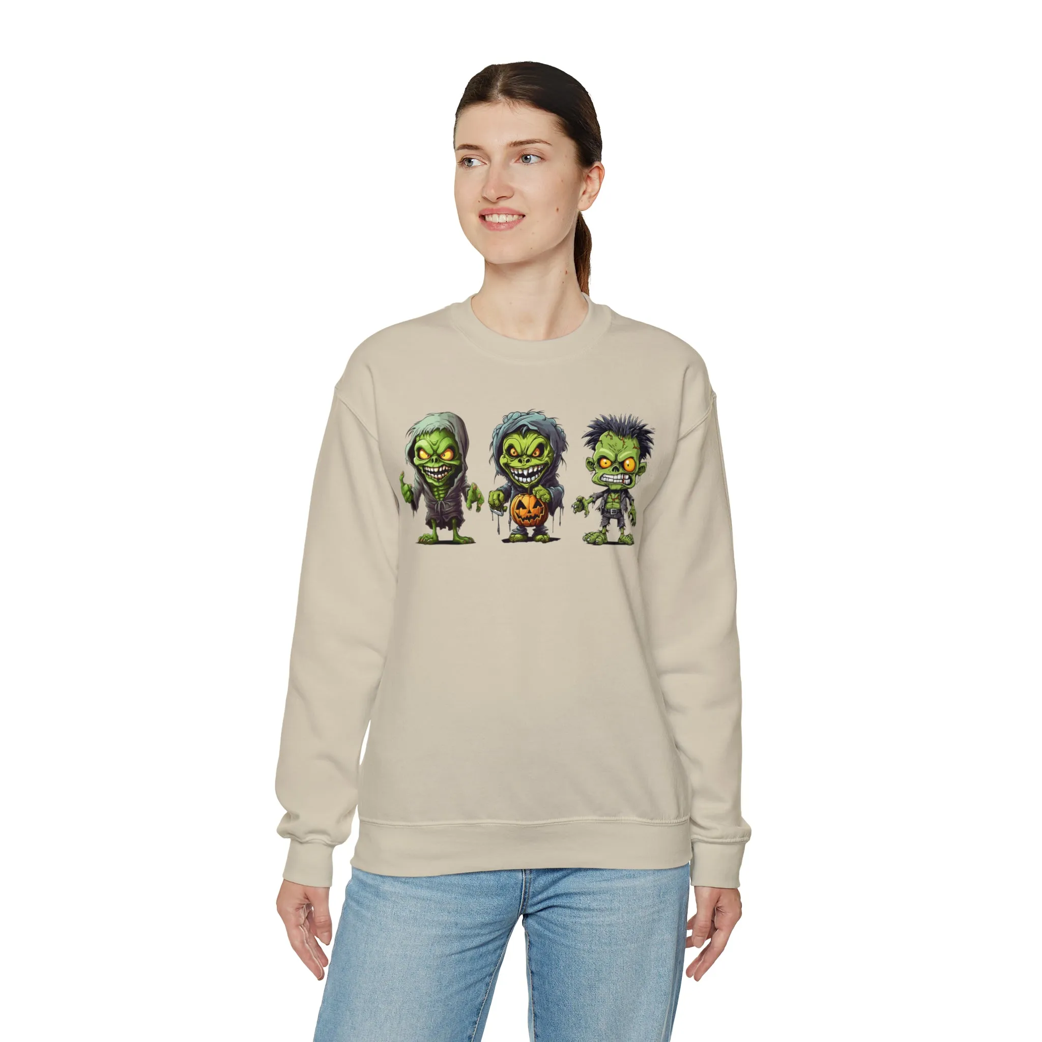 Creepy Green Ghouls Sweatshirt, Scary Halloween Sweatshirt, Funny Creepy Sweatshirt, Fall Season Shirt, Unisex Heavy Blend Shirt