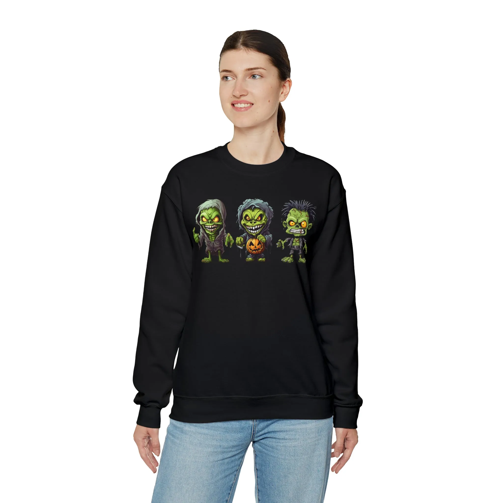 Creepy Green Ghouls Sweatshirt, Scary Halloween Sweatshirt, Funny Creepy Sweatshirt, Fall Season Shirt, Unisex Heavy Blend Shirt