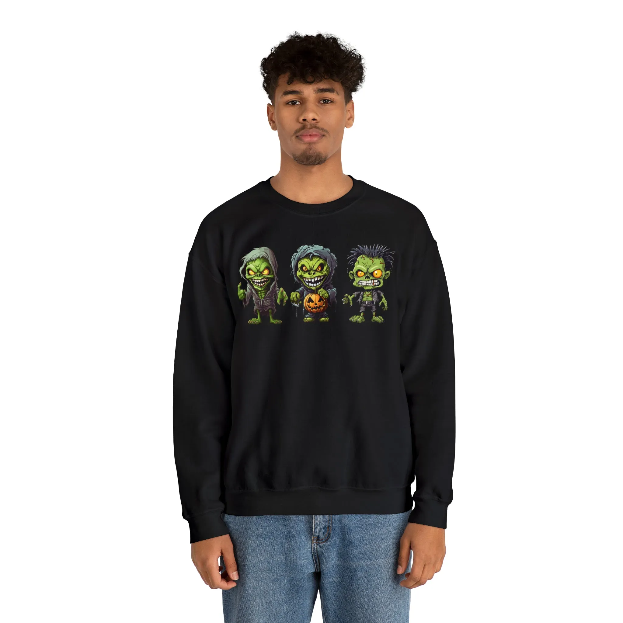 Creepy Green Ghouls Sweatshirt, Scary Halloween Sweatshirt, Funny Creepy Sweatshirt, Fall Season Shirt, Unisex Heavy Blend Shirt