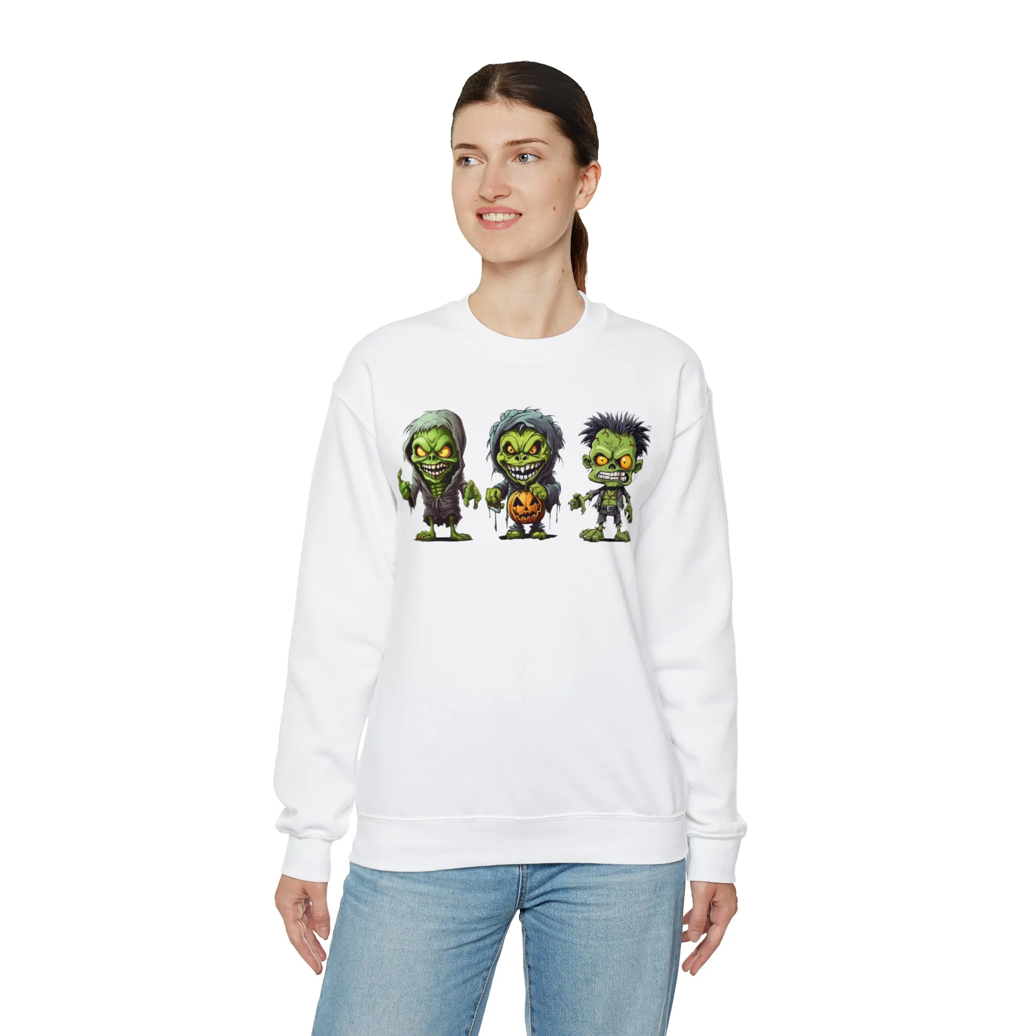 Creepy Green Ghouls Sweatshirt, Scary Halloween Sweatshirt, Funny Creepy Sweatshirt, Fall Season Shirt, Unisex Heavy Blend Shirt