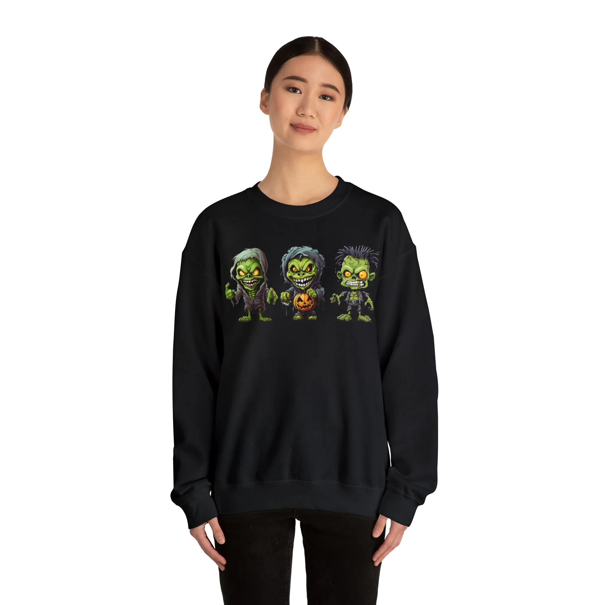 Creepy Green Ghouls Sweatshirt, Scary Halloween Sweatshirt, Funny Creepy Sweatshirt, Fall Season Shirt, Unisex Heavy Blend Shirt