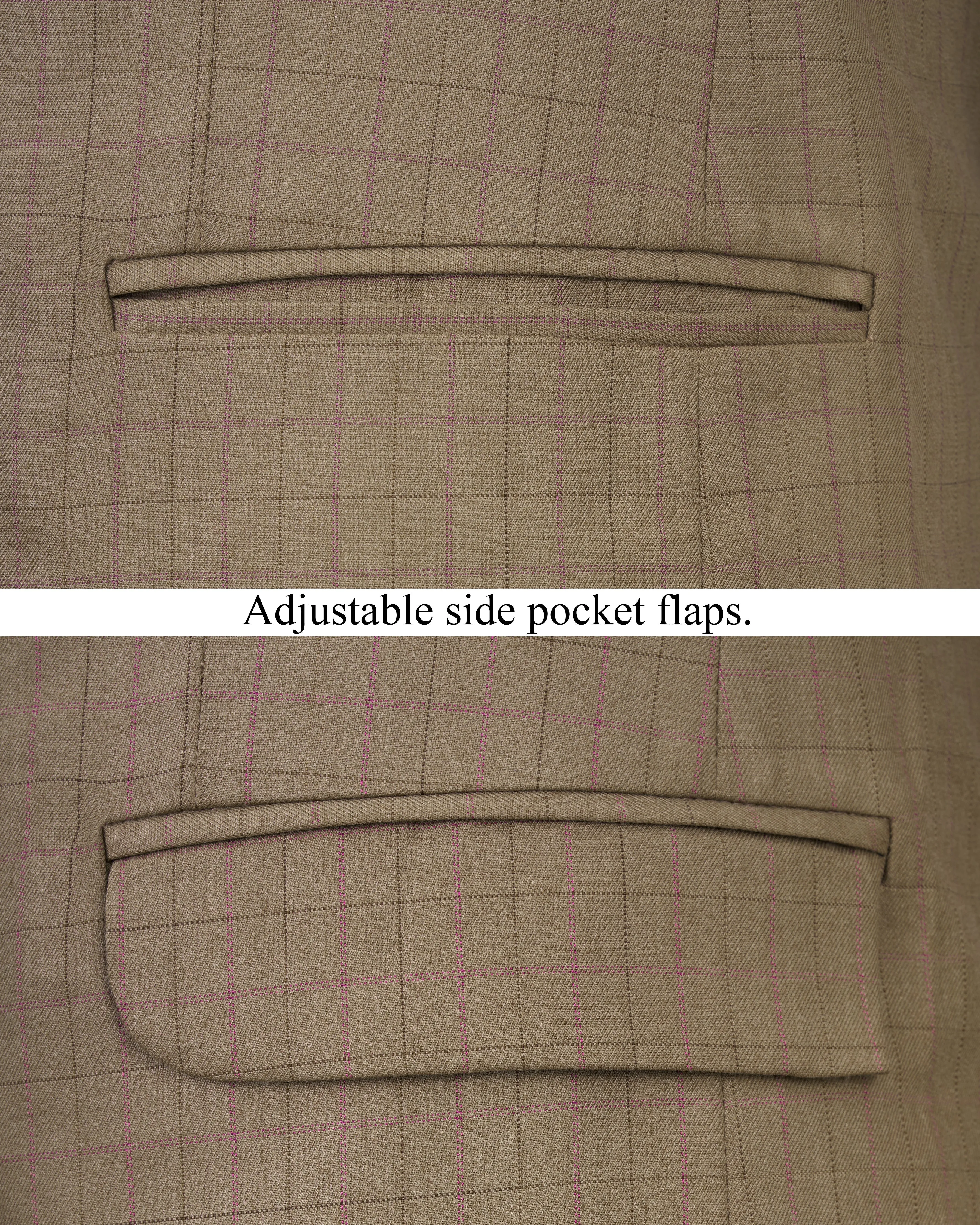 Dark Taupe Brown Plaid Single Breasted Blazer
