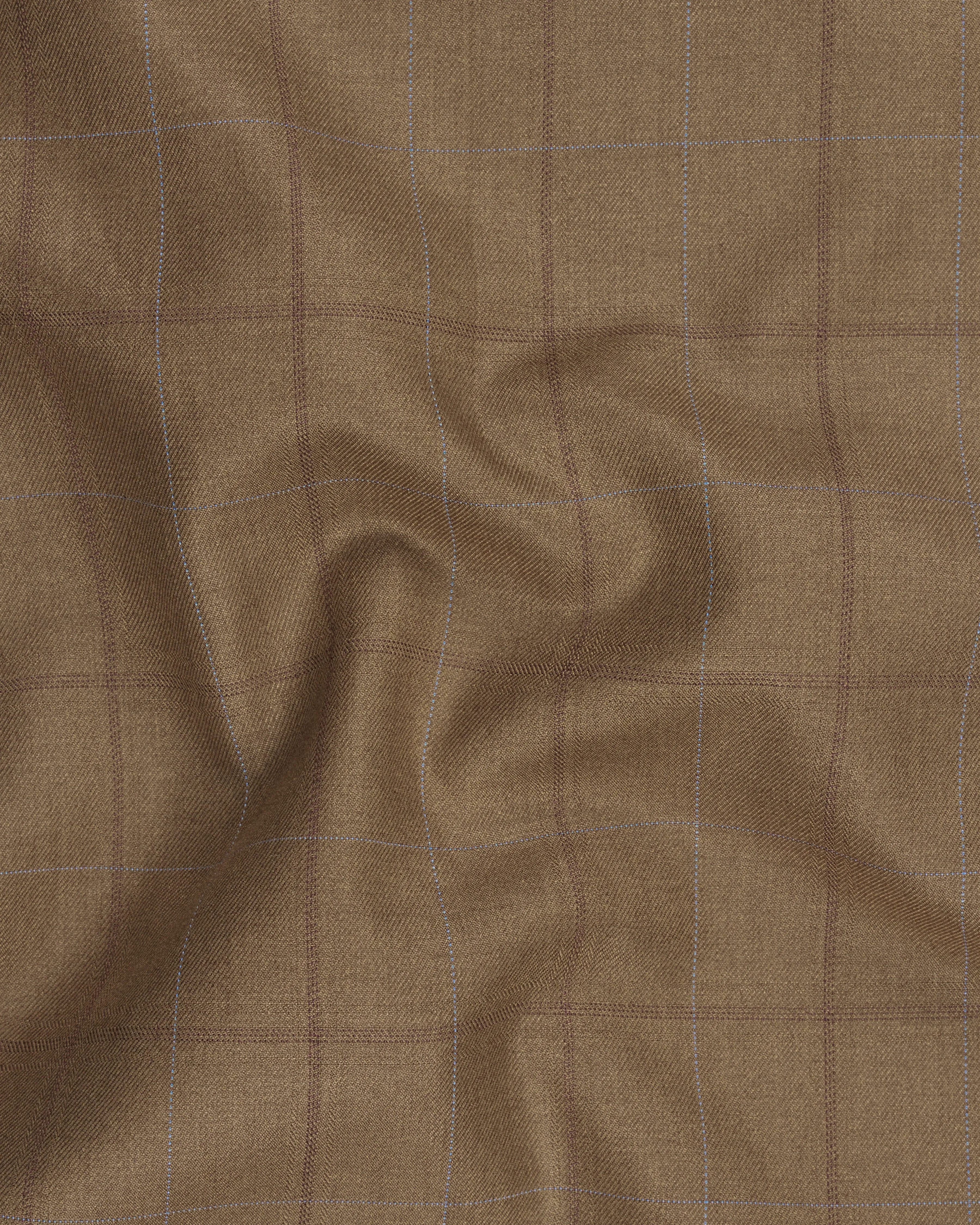 Dark Taupe Brown Windowpane Double Breasted Blazer