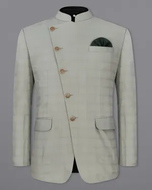 Dawn Gray Plaid Cross Buttoned Bandhgala Blazer