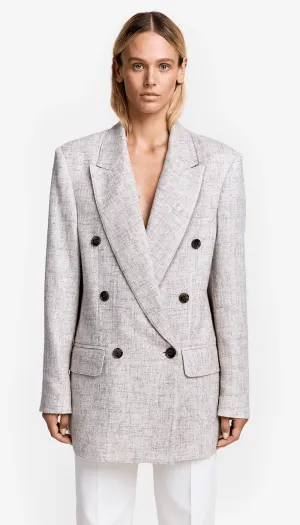 DB Peaked Lapel Blazer in Linen Tweed
